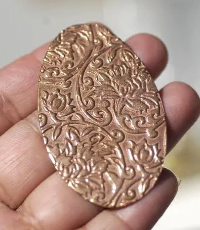 Oval Lotus Flowers Pattern, Cutout for Soldering Stamping Texturing Blanks - Variety of Metals