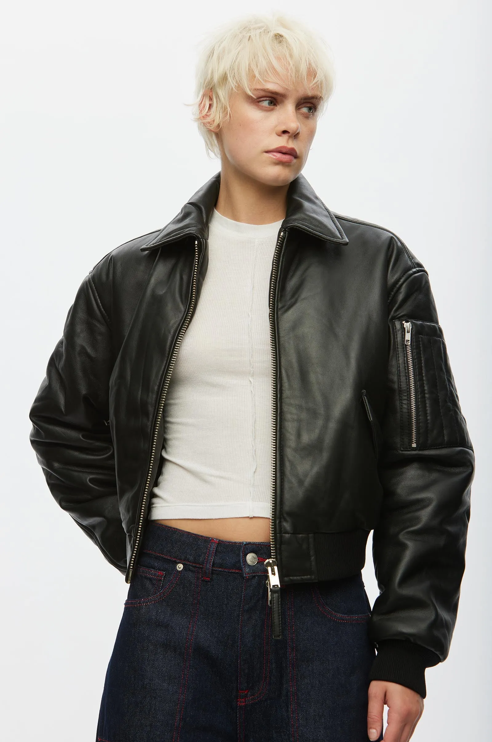 Pad Leather Bomber