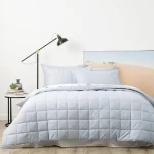 Paradis Washed Chambray Sky Quilted Quilt Cover Set by Park Avenue