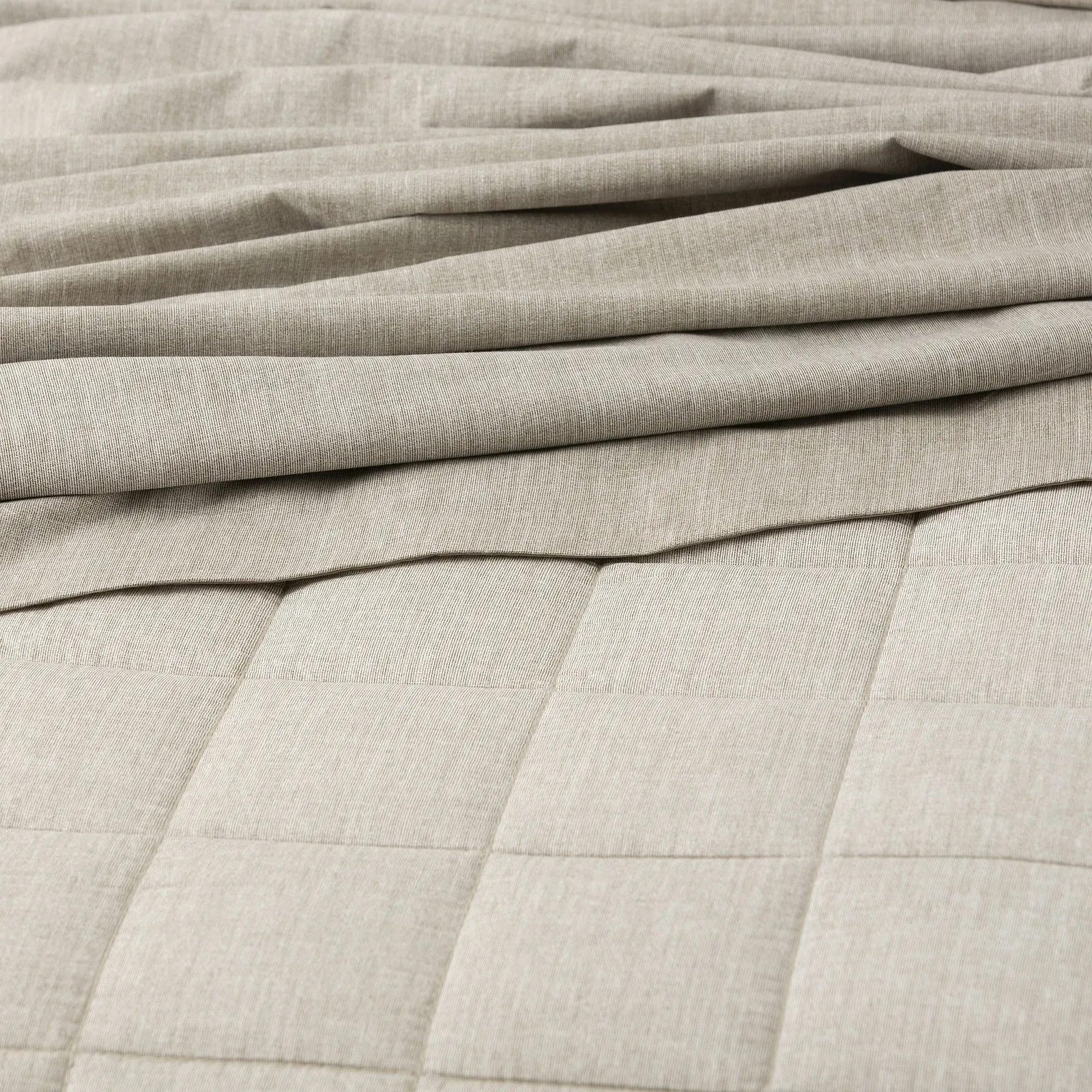 Park Avenue Paradis washed Chambray Quilted Quilt Cover Set - Taupe