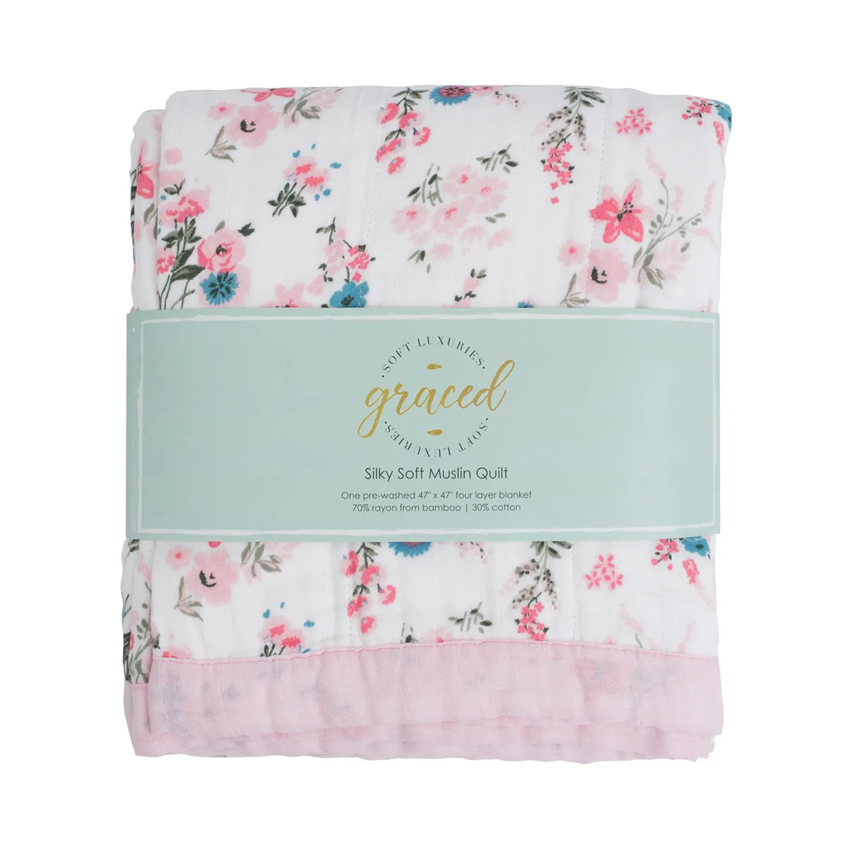 Pastel Floral 4-Layer Bamboo Muslin Quilted Blankets