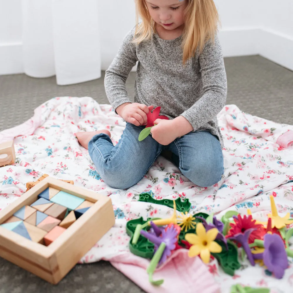 Pastel Floral 4-Layer Bamboo Muslin Quilted Blankets