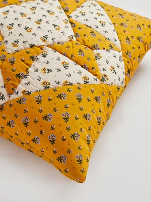 Patchwork Cushion, With Inner - Mustard