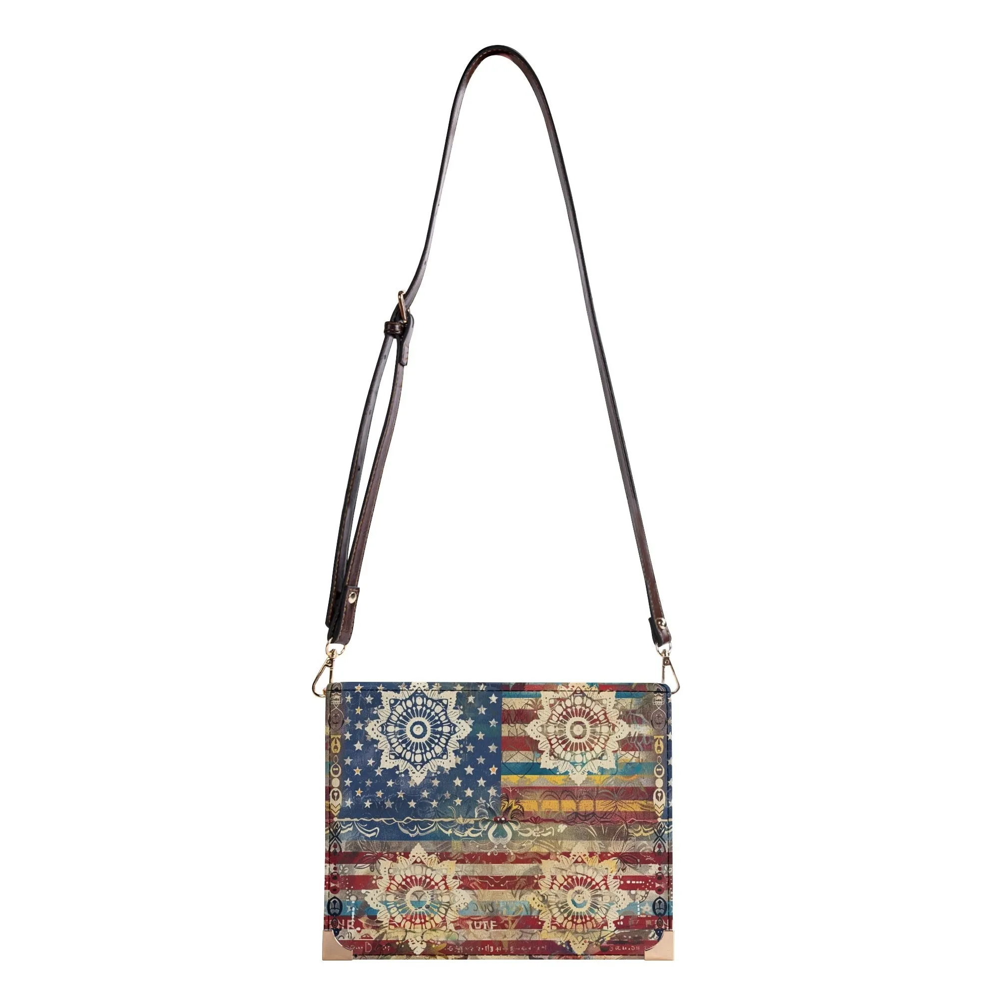 Patriotic Doily Bible Cover Purse – Americana Flag Design with Mandalas Crossbody in Red White and Blue