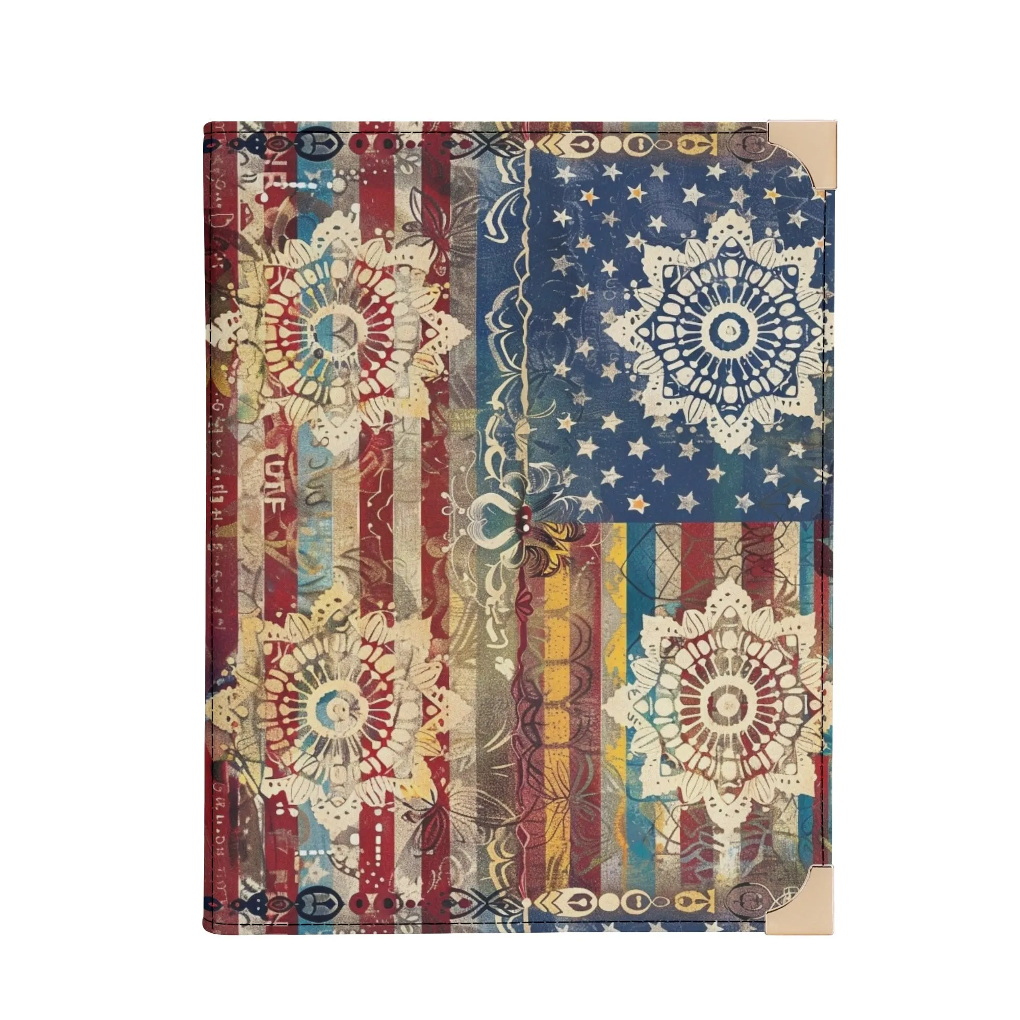 Patriotic Doily Bible Cover Purse – Americana Flag Design with Mandalas Crossbody in Red White and Blue