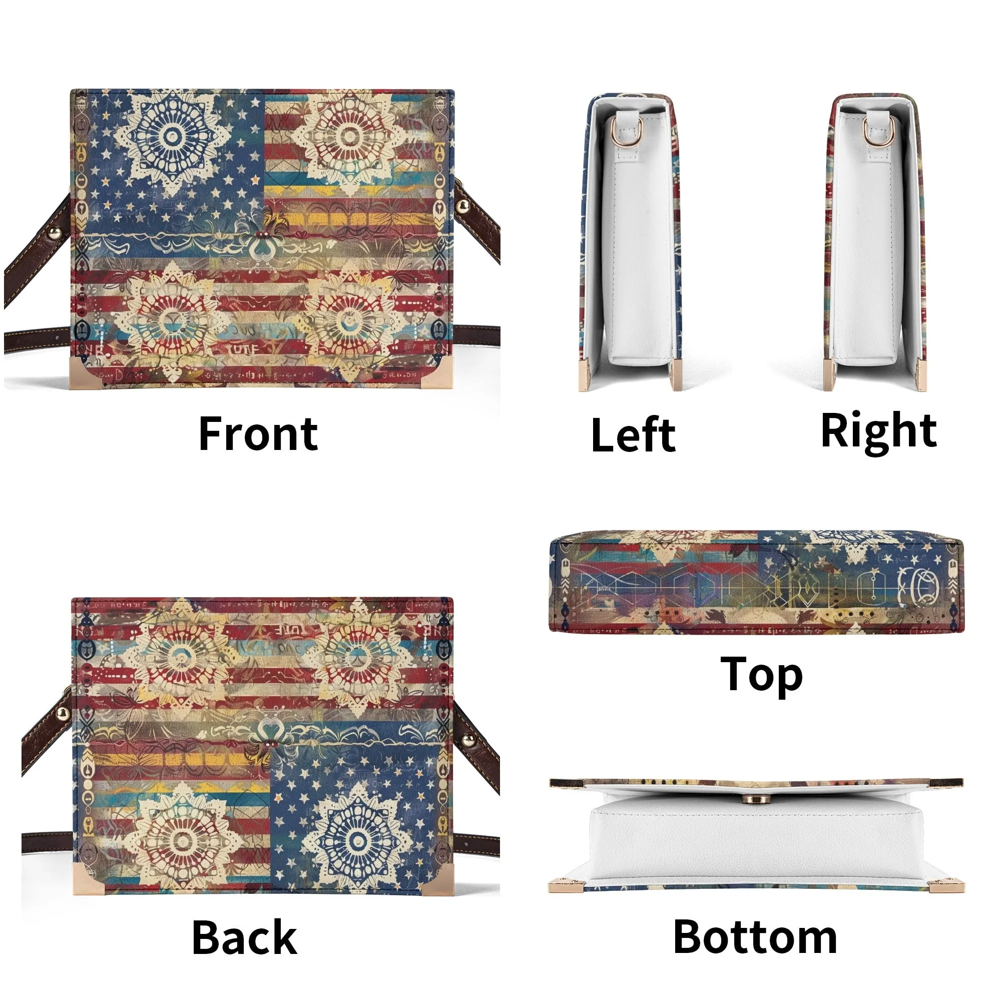 Patriotic Doily Bible Cover Purse – Americana Flag Design with Mandalas Crossbody in Red White and Blue
