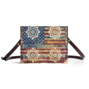 Patriotic Doily Bible Cover Purse – Americana Flag Design with Mandalas Crossbody in Red White and Blue
