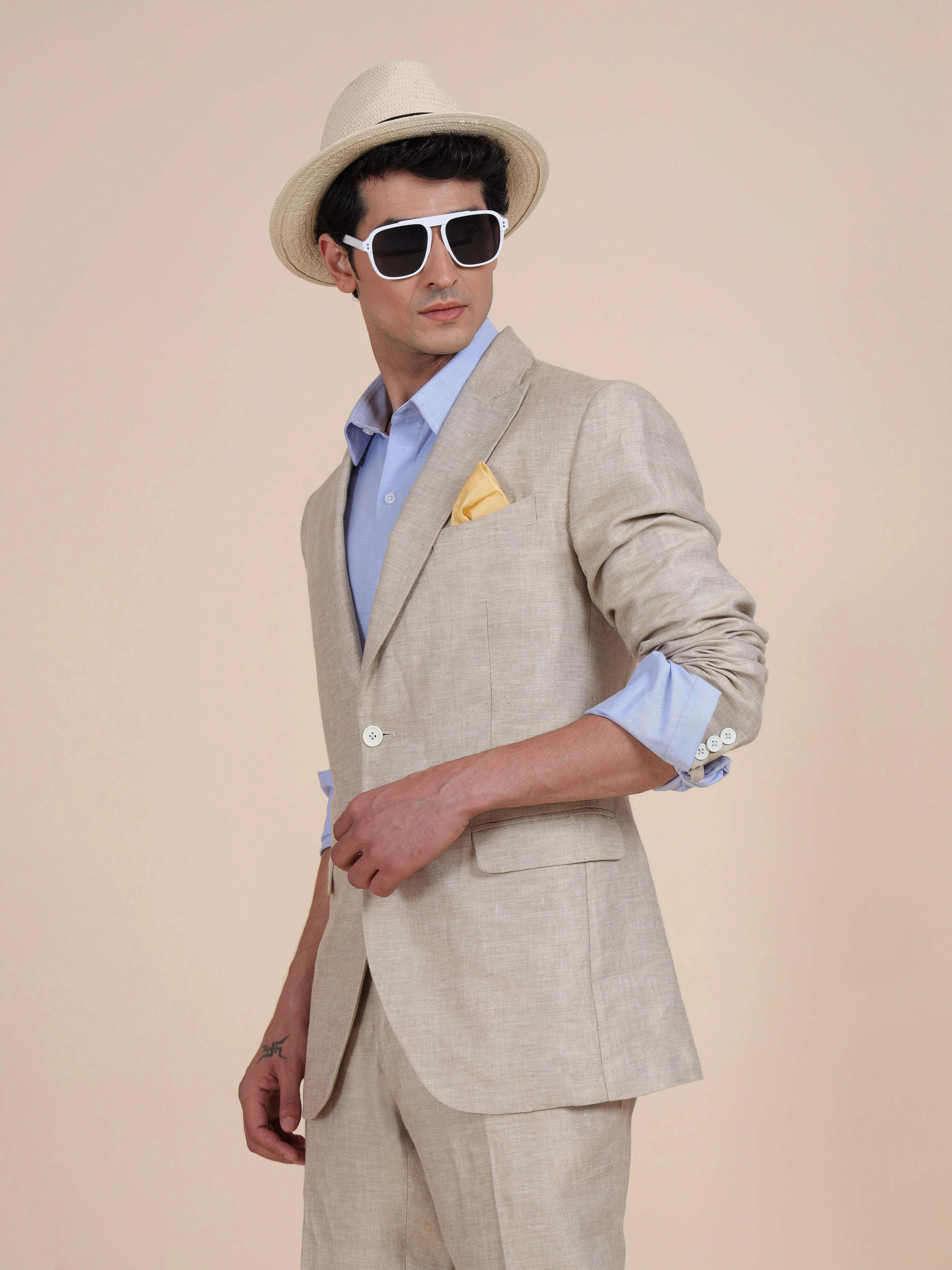 Peak Lapel Linen Suit