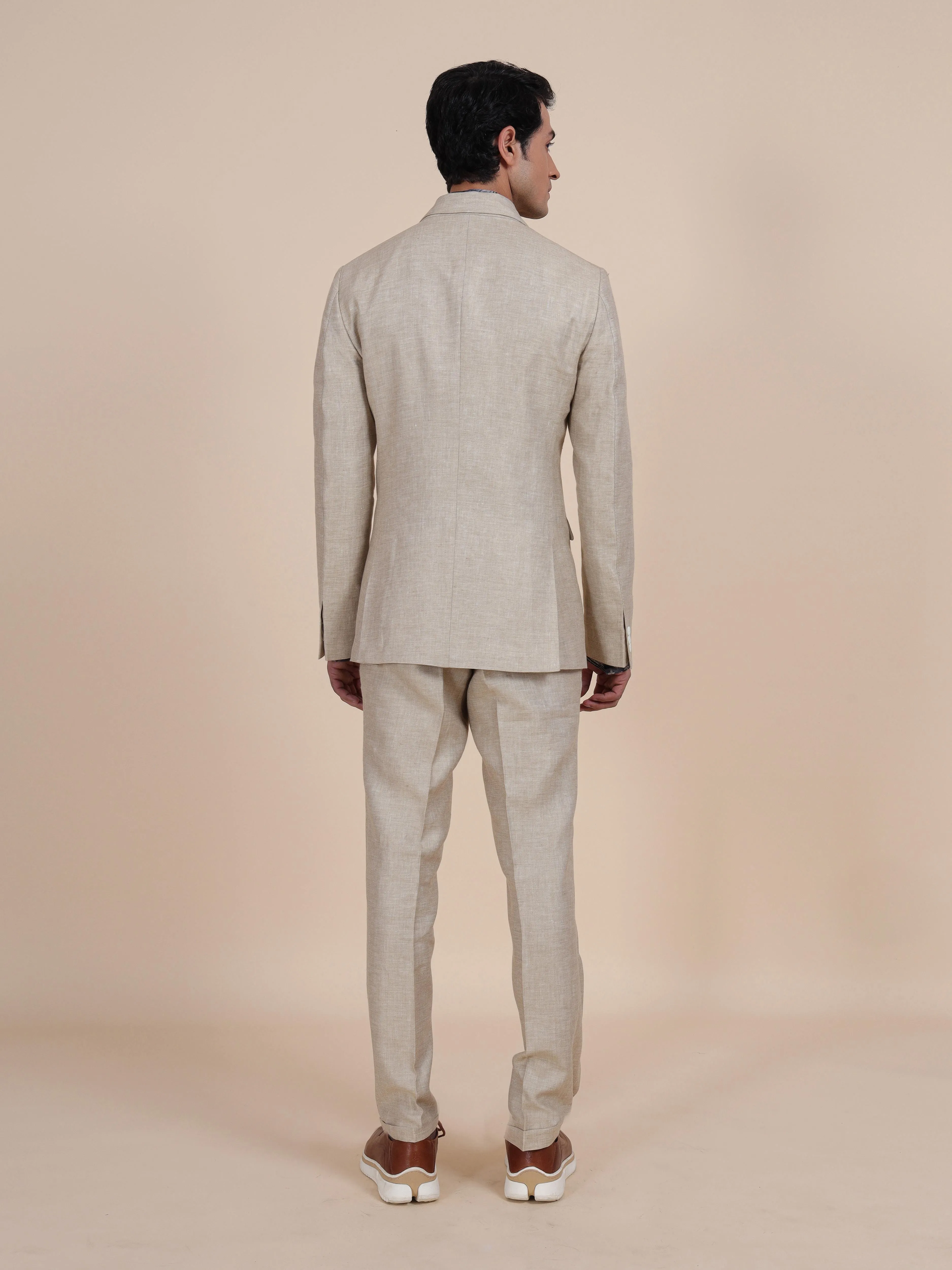 Peak Lapel Linen Suit