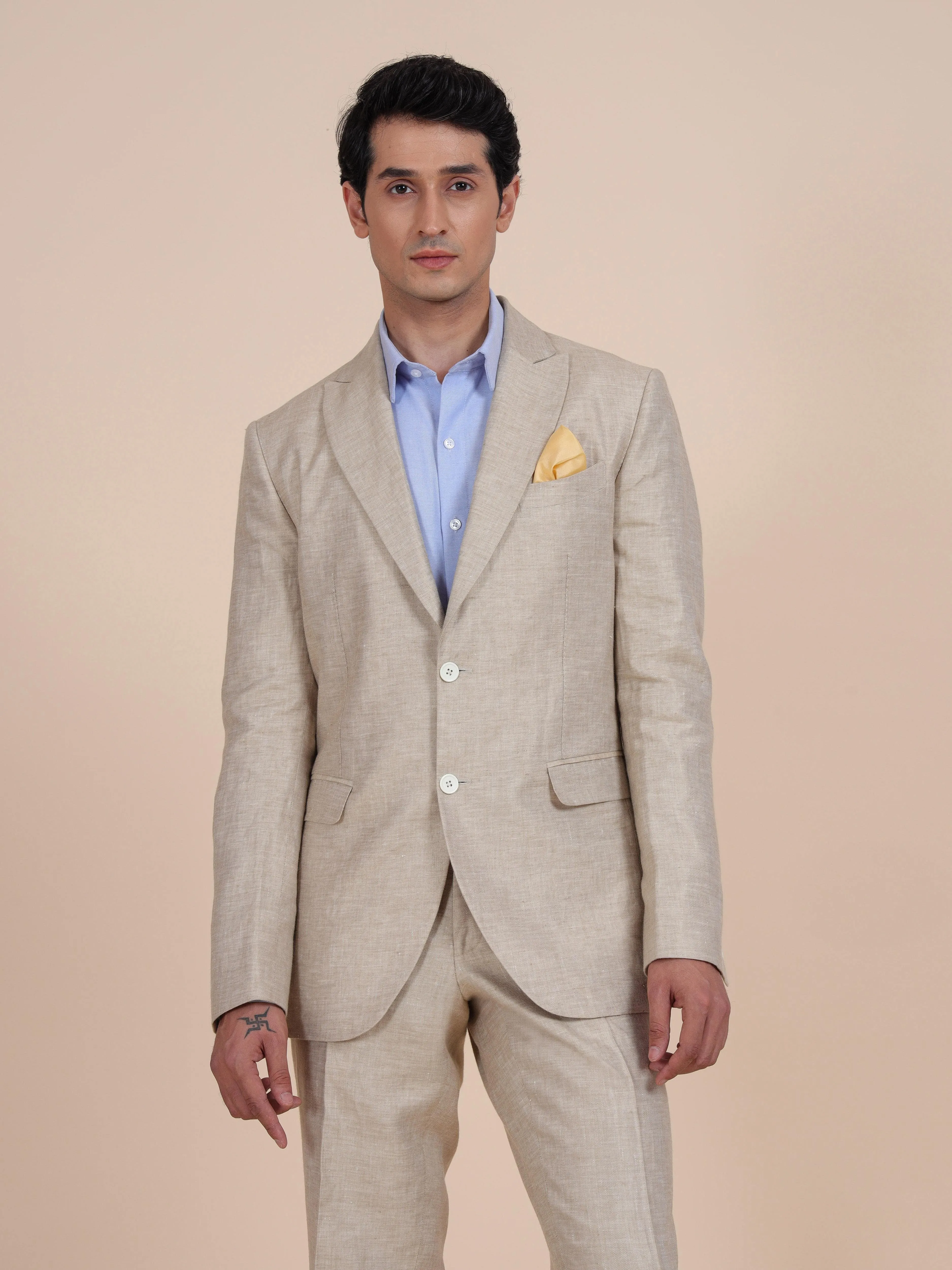 Peak Lapel Linen Suit