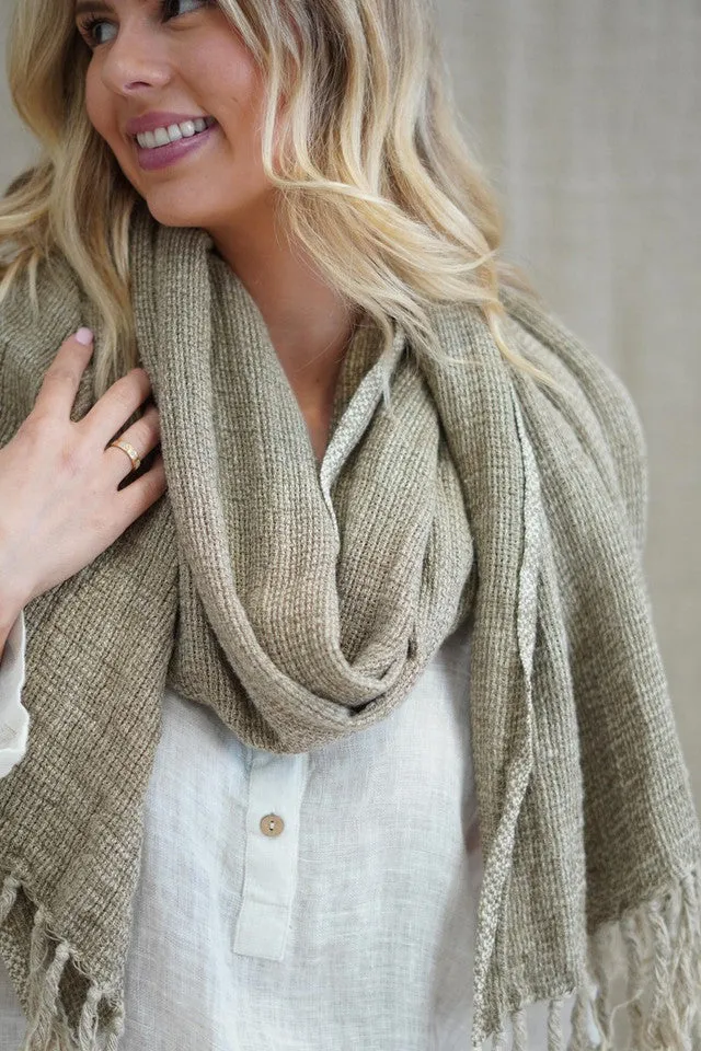 Petra Fringed Scarf Olive