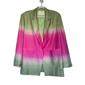 PIPPA Womens Marlow Blazer Jacket Green &amp; Pink Long Sleeve Button Closure Sz L