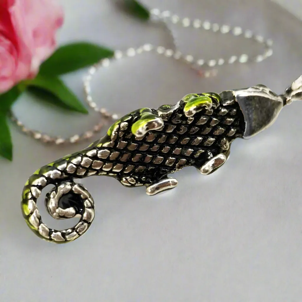 Pirate Green Lizard Chameleon Pendant