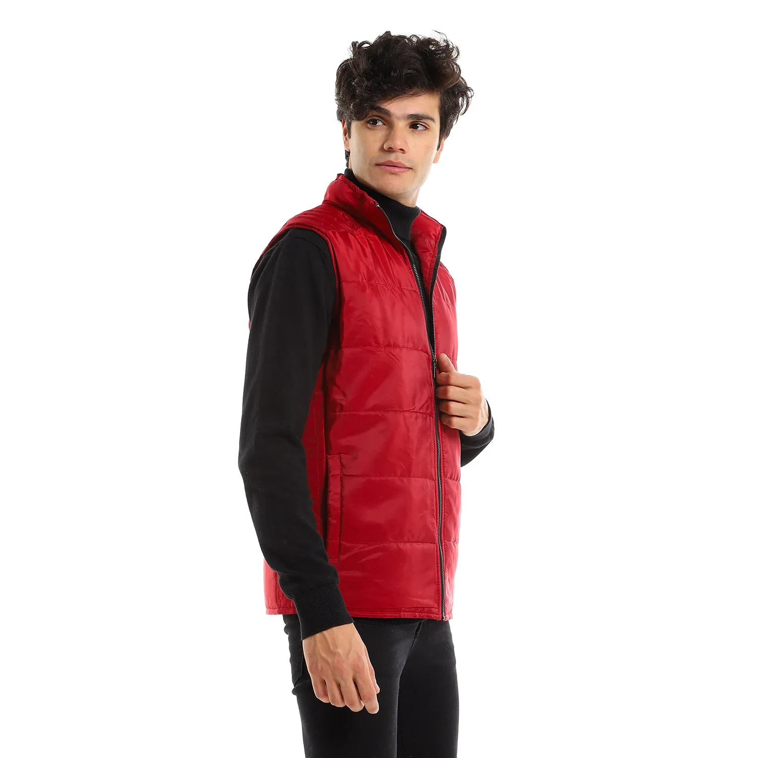 plain_burgundy_sleeveless_zip_through_neck_vest