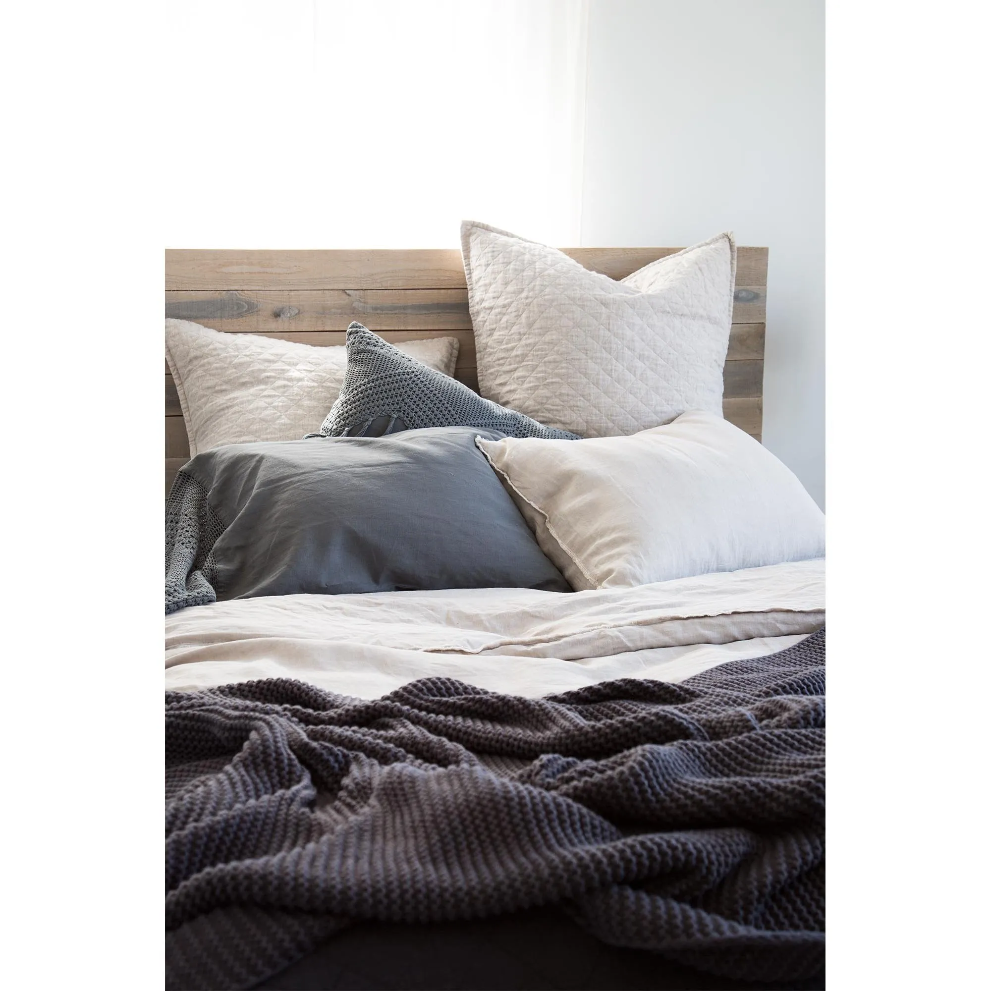 Pom Pom at Home Hampton Flax Linen Diamond Quilted Coverlet and Pillow Shams ~ Available in Twin, Queen and King Sizes
