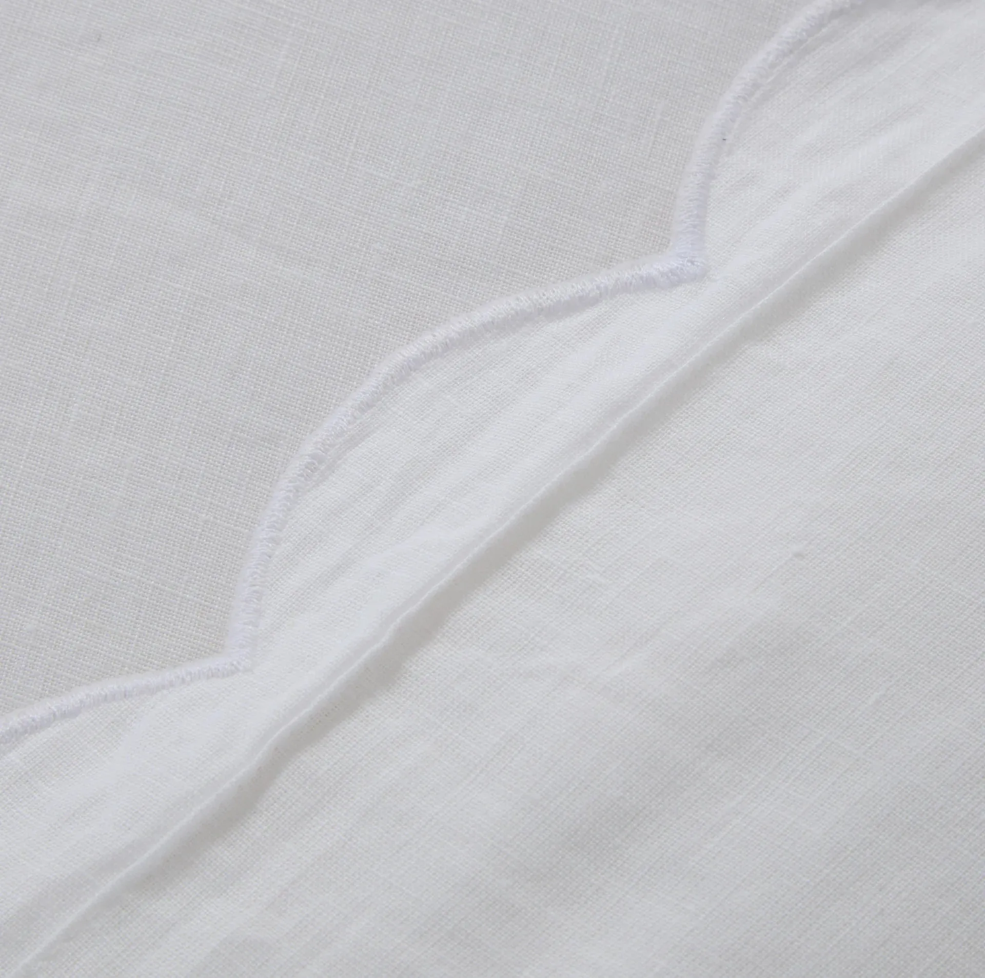 Pom Pom at Home Kelly White Linen Scalloped Duvet Cover & Pillow Shams ~ Available in Queen and King Sizes
