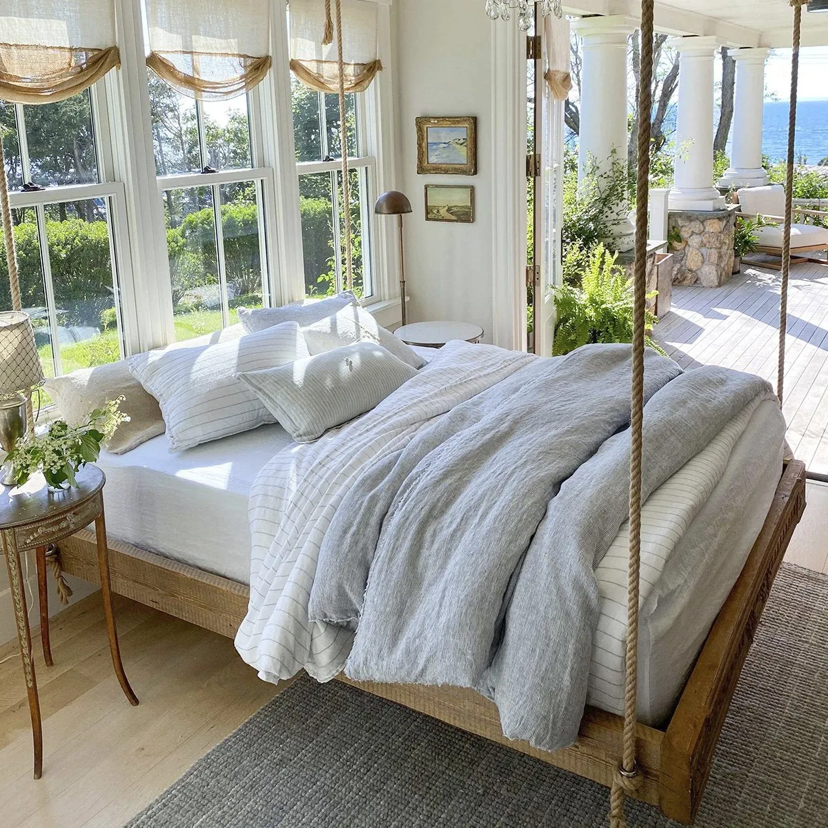 Pom Pom at Home Logan Navy Linen Duvet Cover and Pillow Shams ~ Available in Twin, Queen and King Sizes