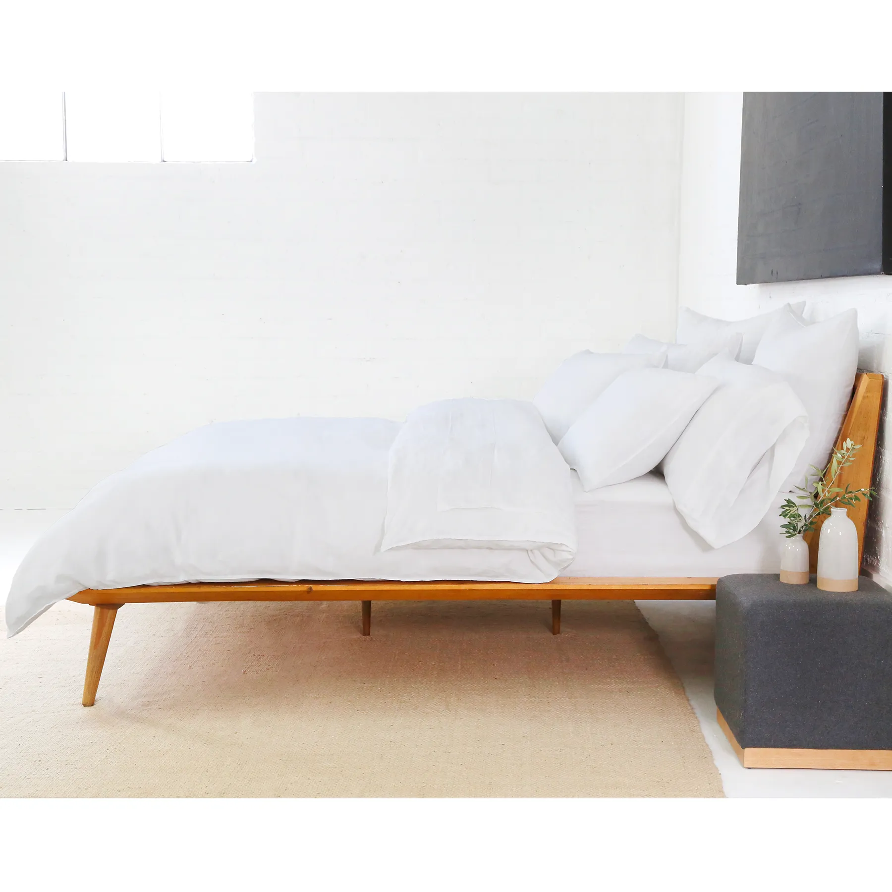 Pom Pom at Home Parker White Linen Duvet Cover Set ~ Available in Twin, Queen and King Sizes