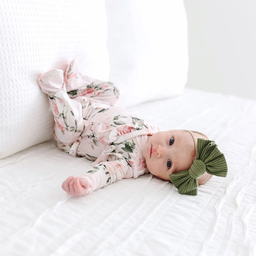 Posh Peanut Vintage Pink Rose Tie Front Ruffle Kimono Set