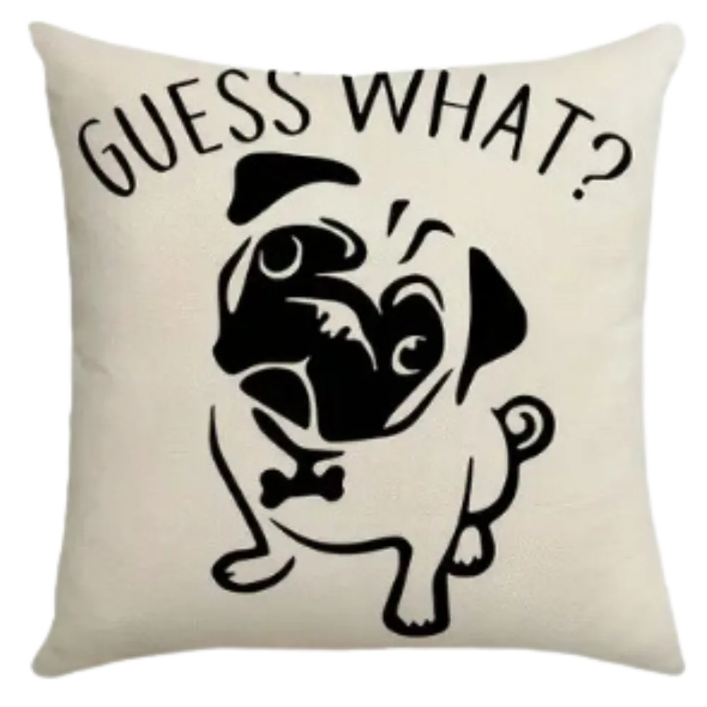 Pug Dog Throw Pillow Cover (*No Insert) Linen Blend (Canvas) 18X18 Set of 2