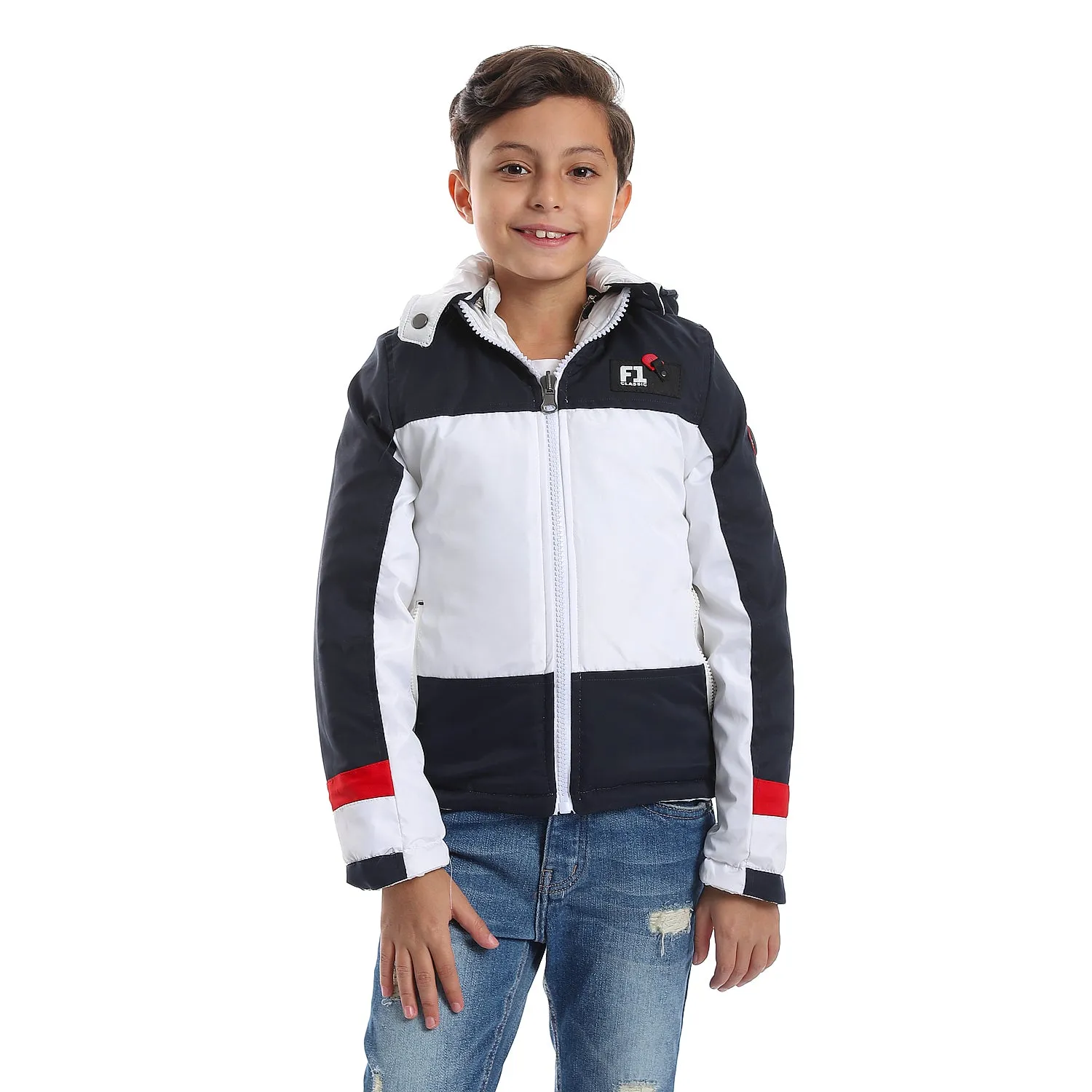 quilted_pattern_double_face_waterproof_boys_jacket_-_white_-_navy_blue