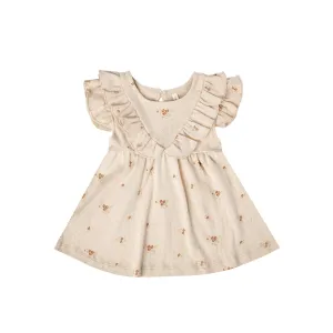 Quincy Mae Sleeveless Ruffle V Dress - Ditsy Clay