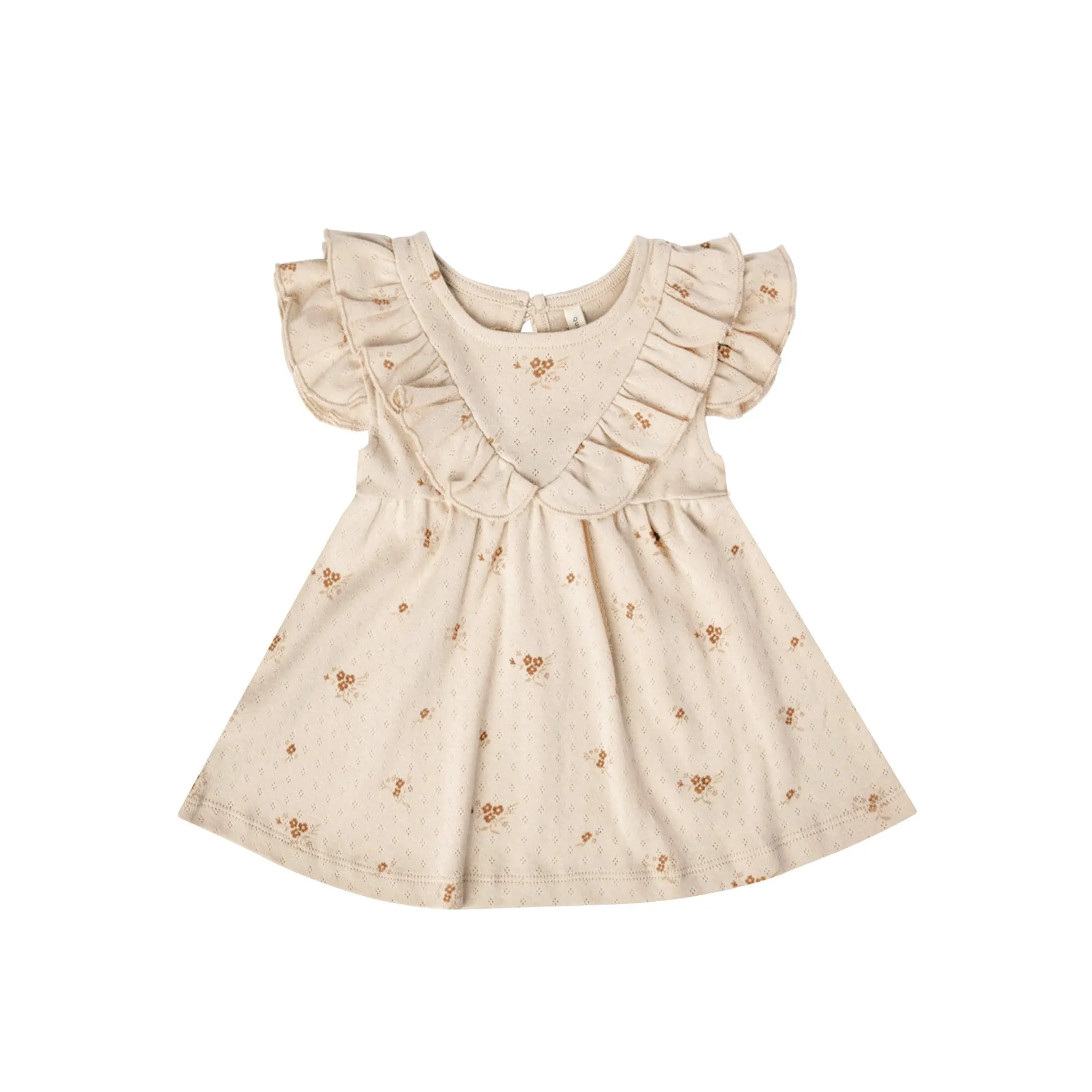 Quincy Mae Sleeveless Ruffle V Dress - Ditsy Clay