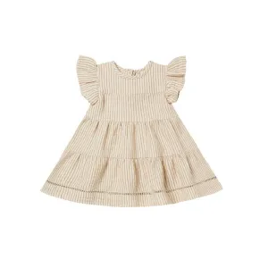 Quincy Mae S/S Belle Dress - Ocre Stripe