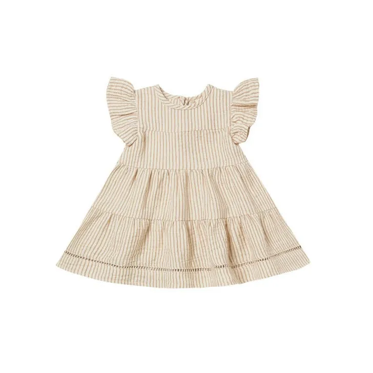 Quincy Mae S/S Belle Dress - Ocre Stripe