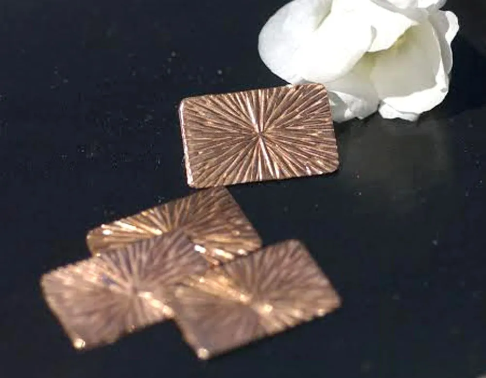 Radiating Sun Rectangle 25mmx16mm Blank Cutout Shape  for Enameling Stamping Texturing Blanks - Variety of Metals