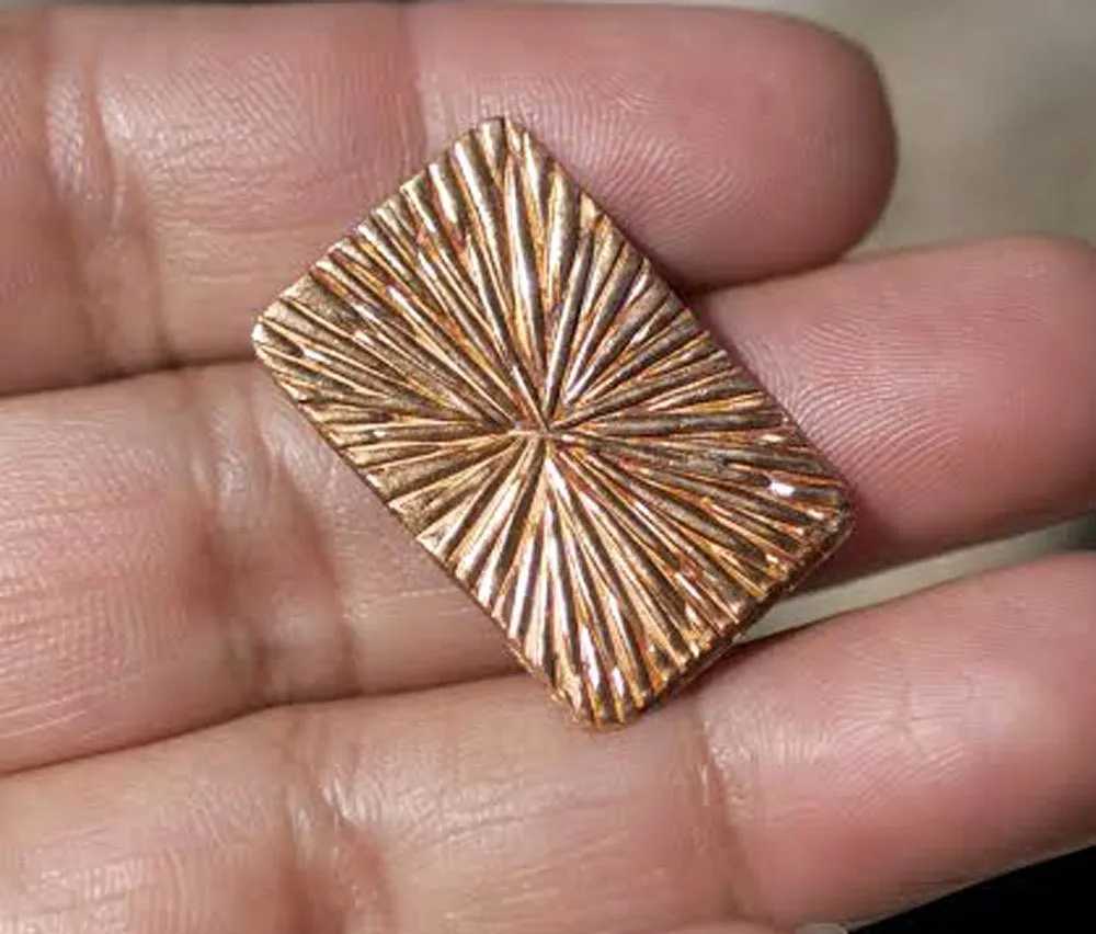 Radiating Sun Rectangle 25mmx16mm Blank Cutout Shape  for Enameling Stamping Texturing Blanks - Variety of Metals