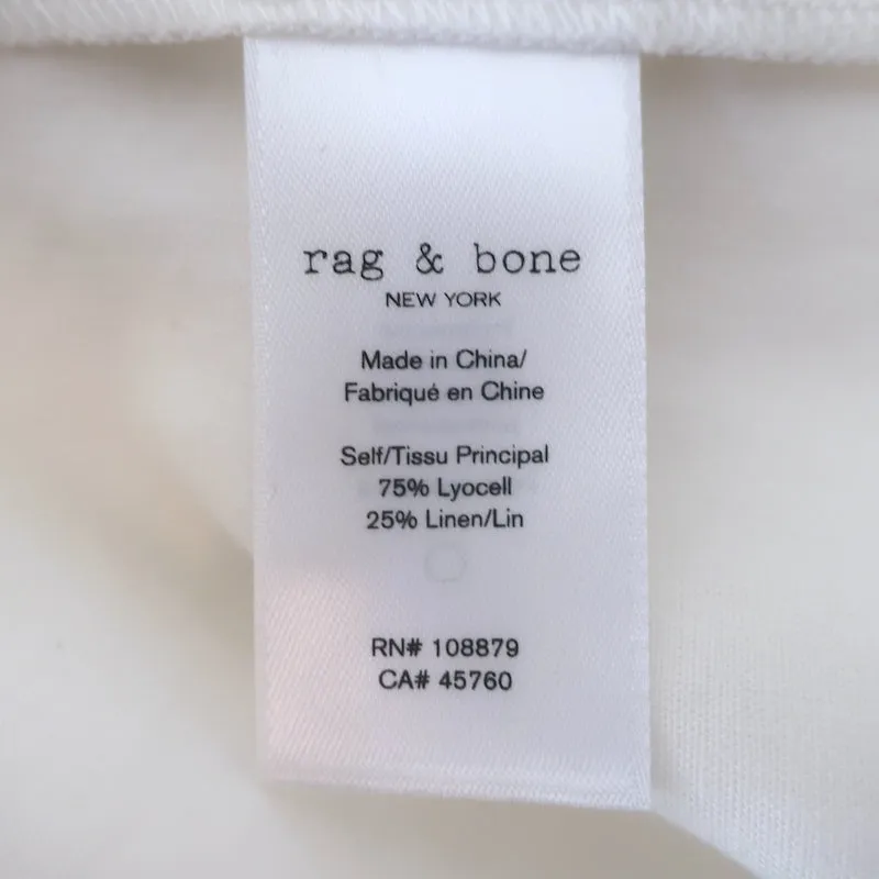 Rag & Bone Luna Shirtdress Cream Linen-Blend Size Small Short Sleeve Midi Dress