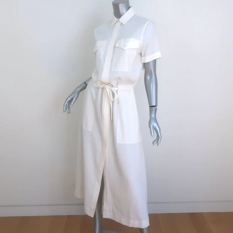 Rag & Bone Luna Shirtdress Cream Linen-Blend Size Small Short Sleeve Midi Dress