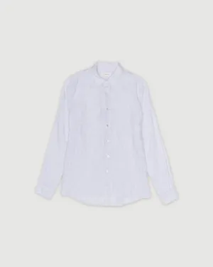 Re-Worn Mens Linen Stripe Long Sleeve Shirt