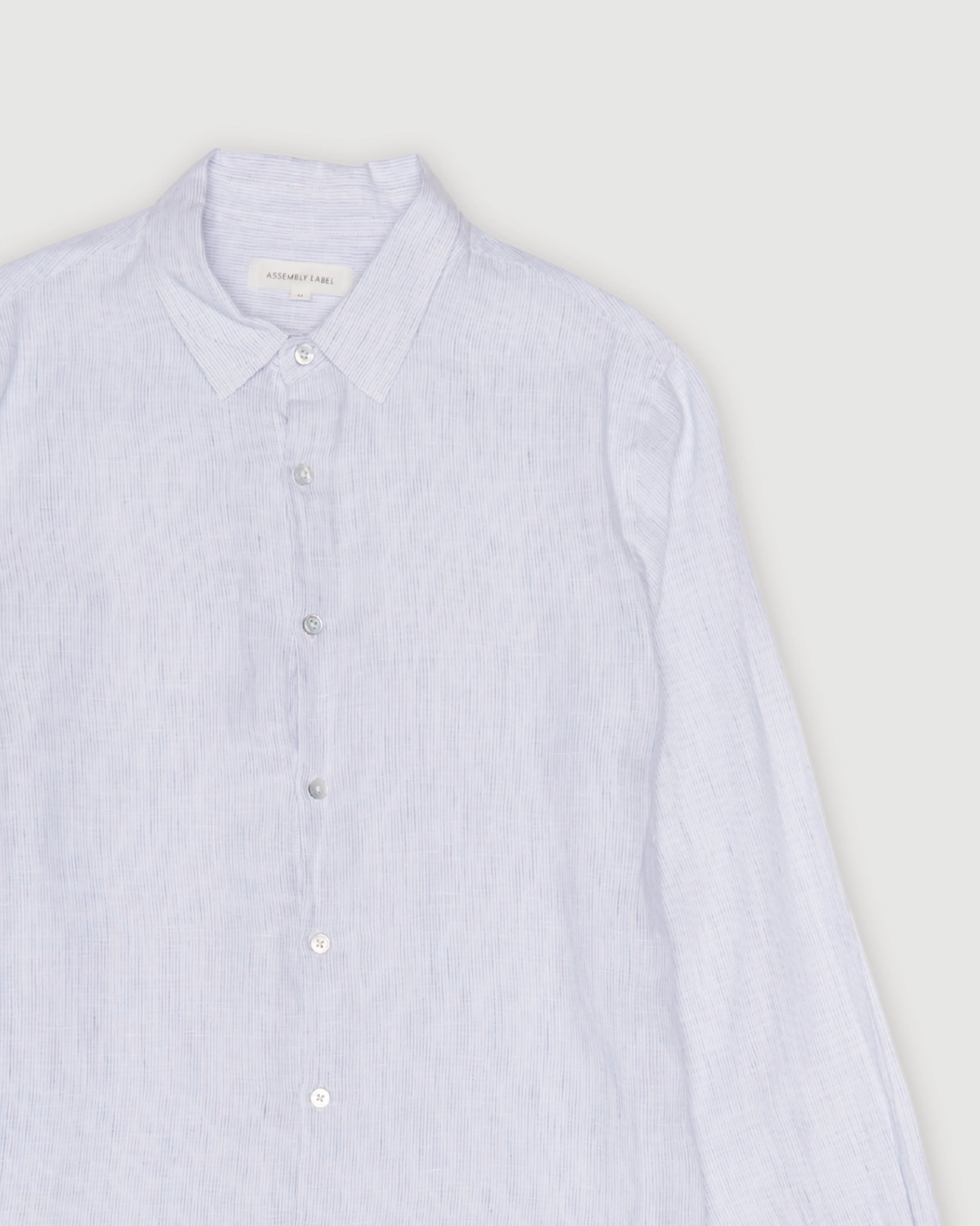 Re-Worn Mens Linen Stripe Long Sleeve Shirt