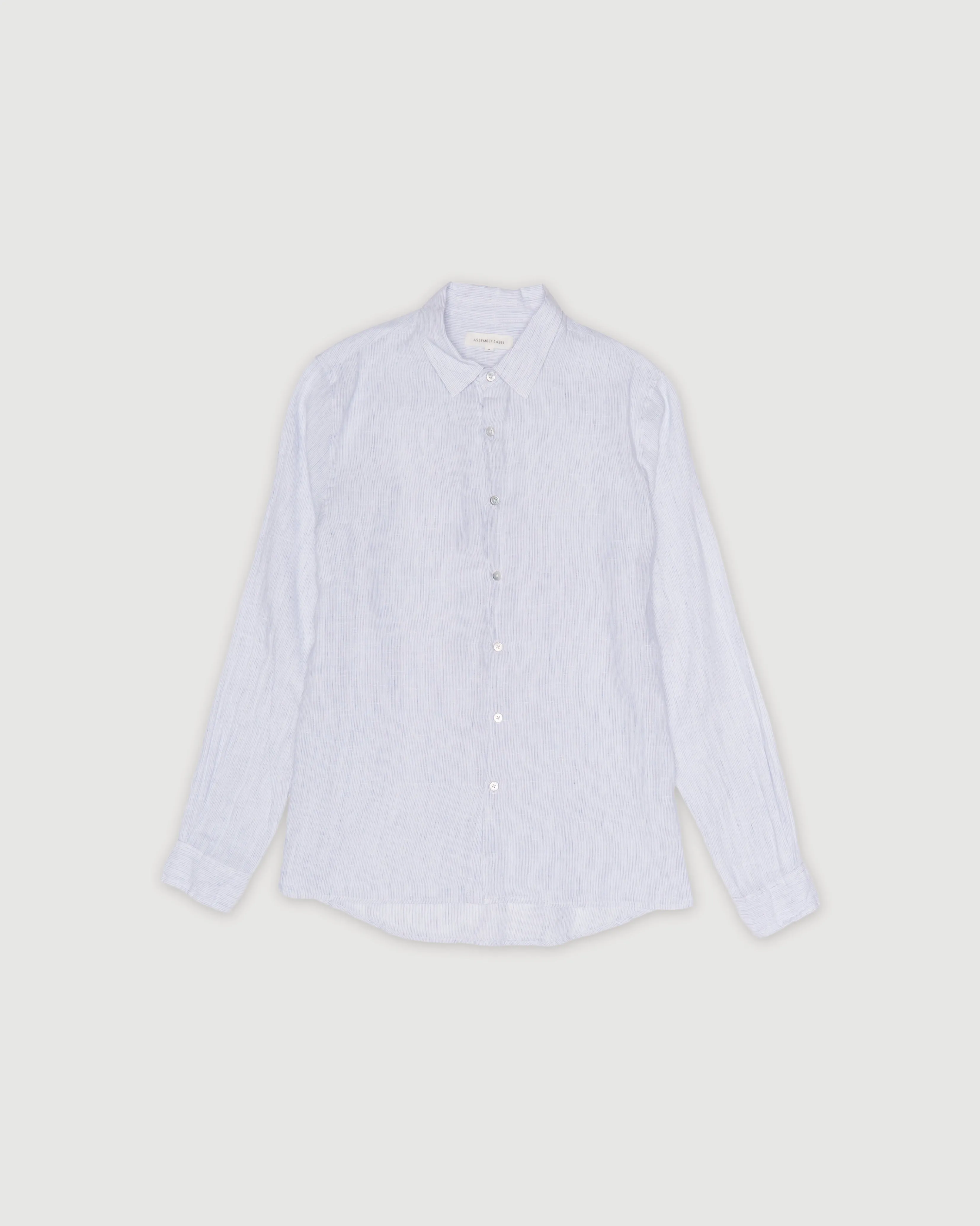Re-Worn Mens Linen Stripe Long Sleeve Shirt