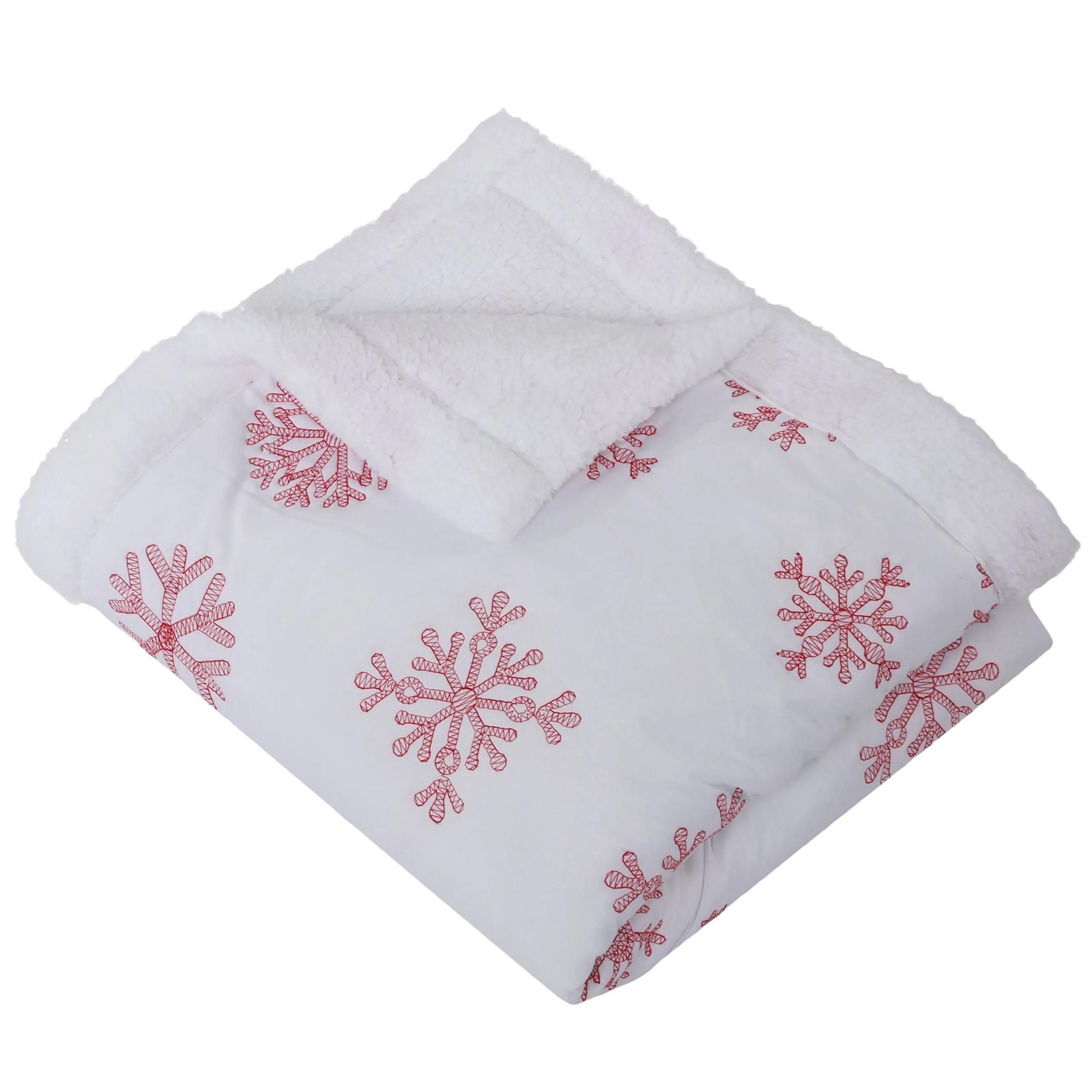 Red Snowflake Sherpa Throw