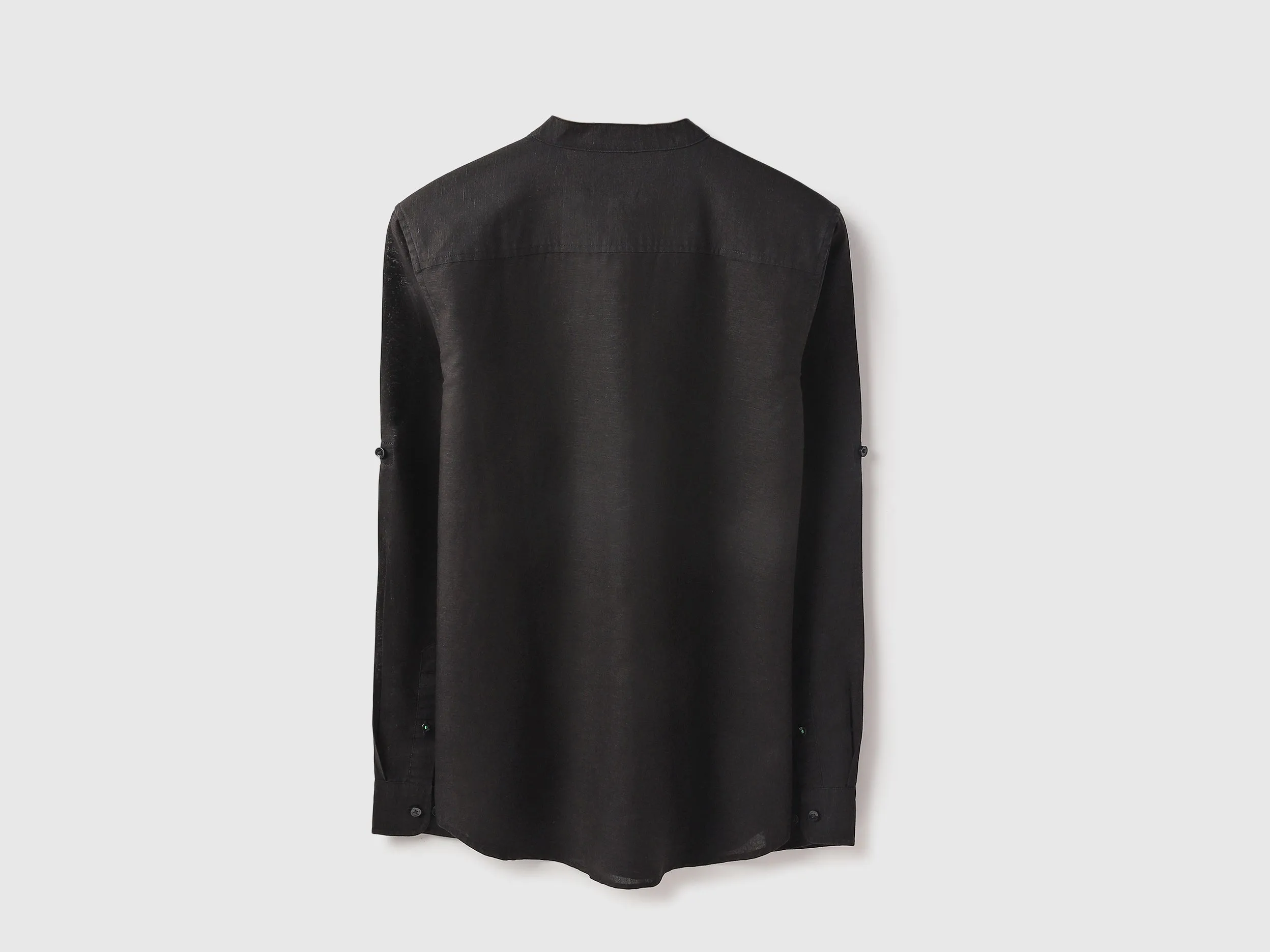 Regular Fit Mandarin Collar Solid Shirt