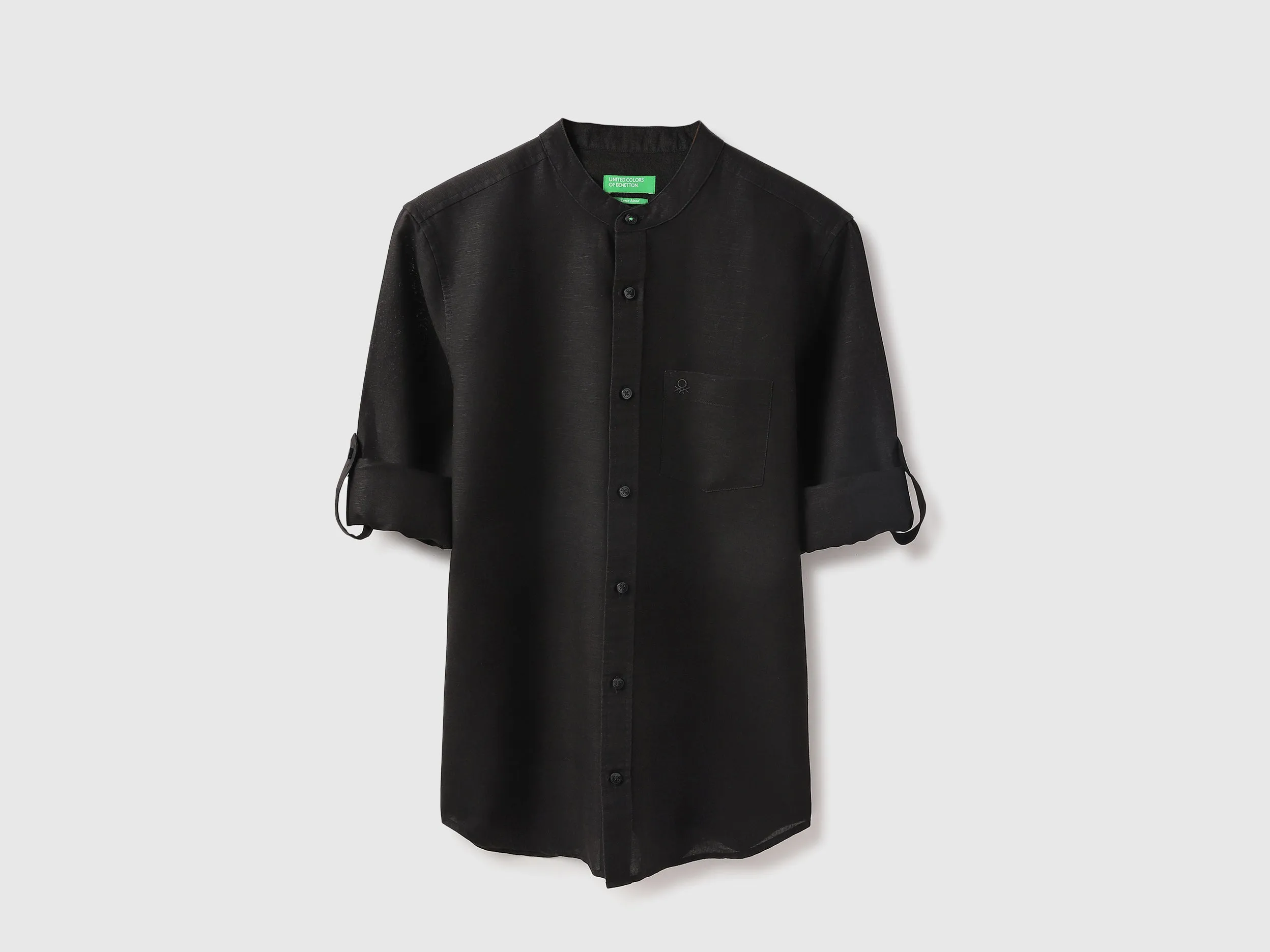 Regular Fit Mandarin Collar Solid Shirt