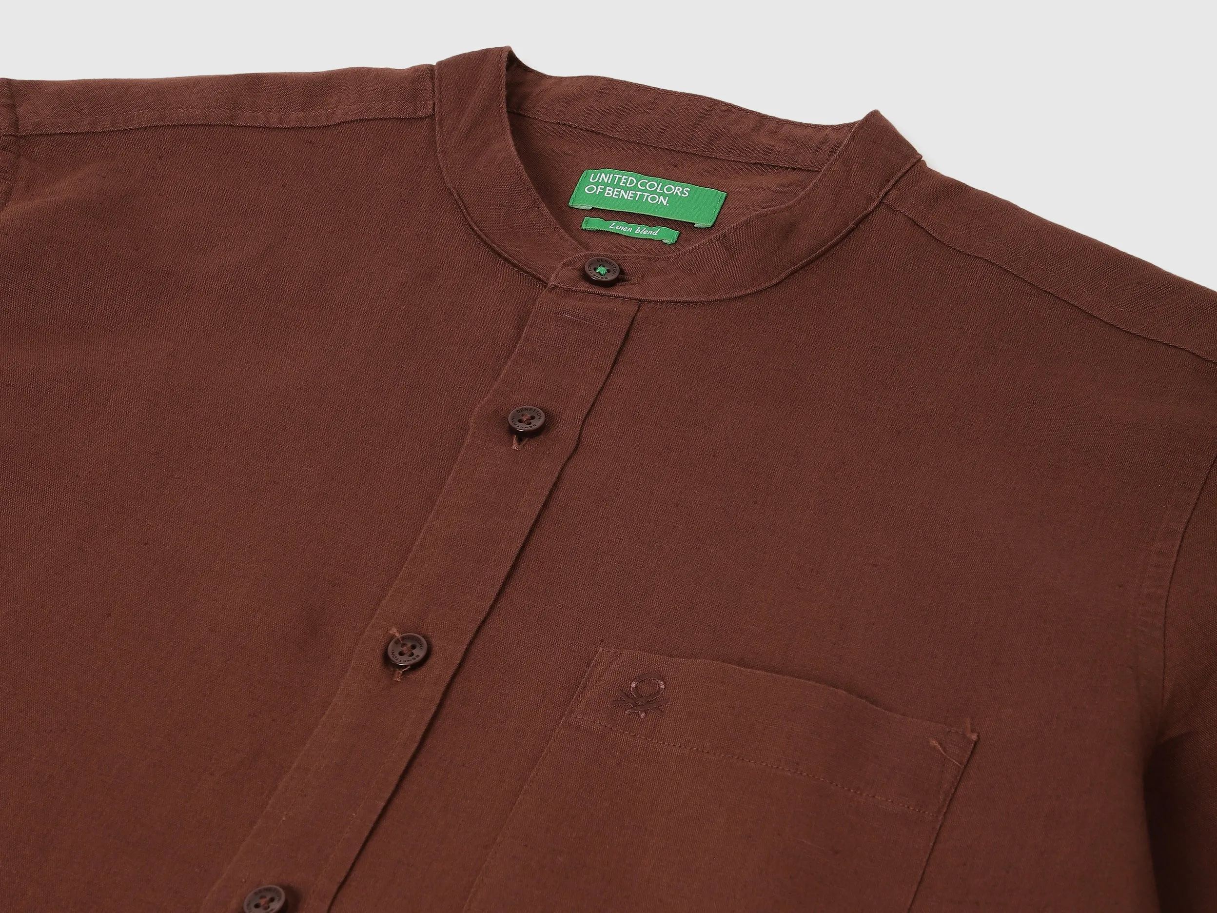 Regular Fit Mandarin Collar Solid Shirts