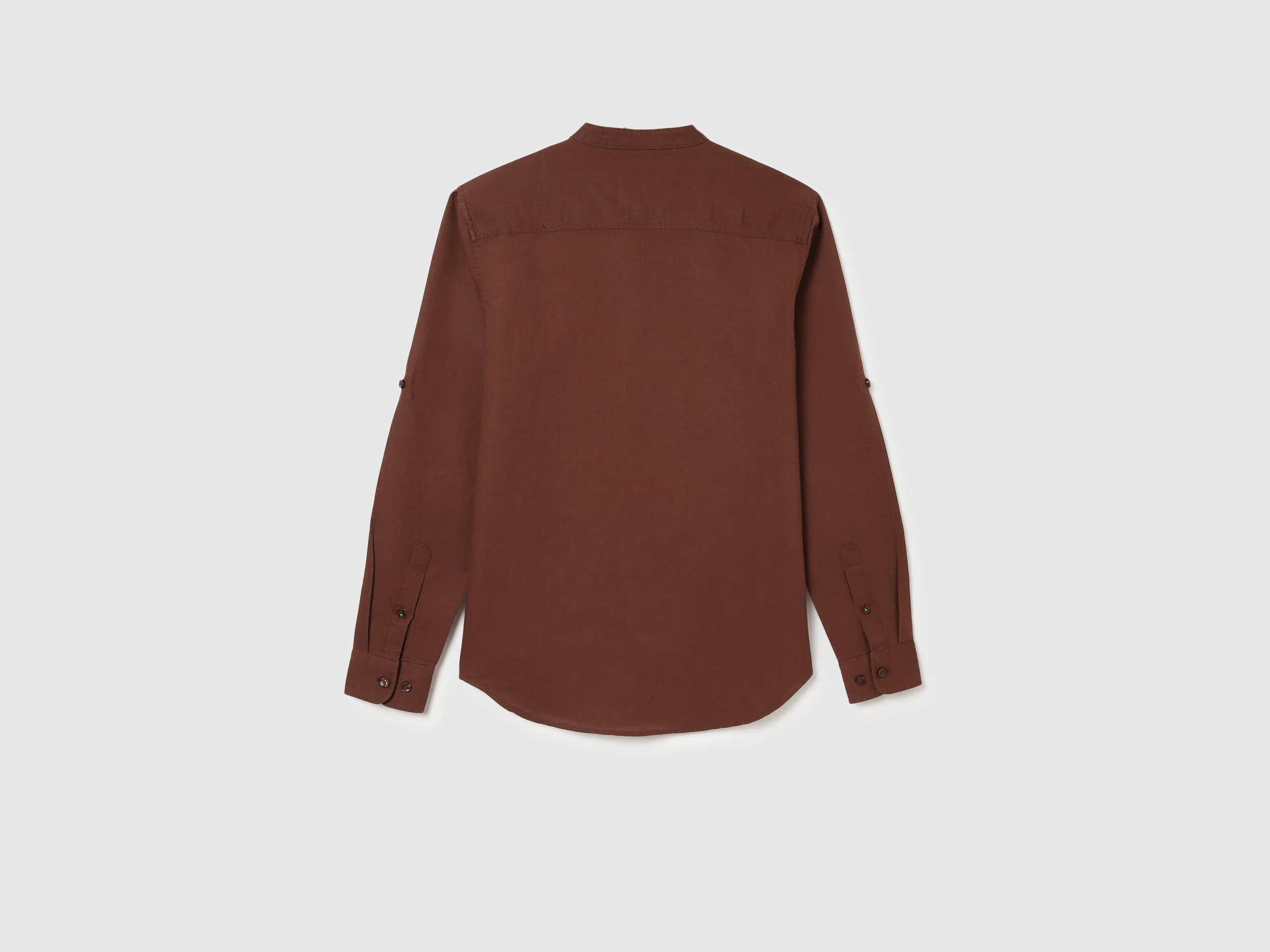 Regular Fit Mandarin Collar Solid Shirts