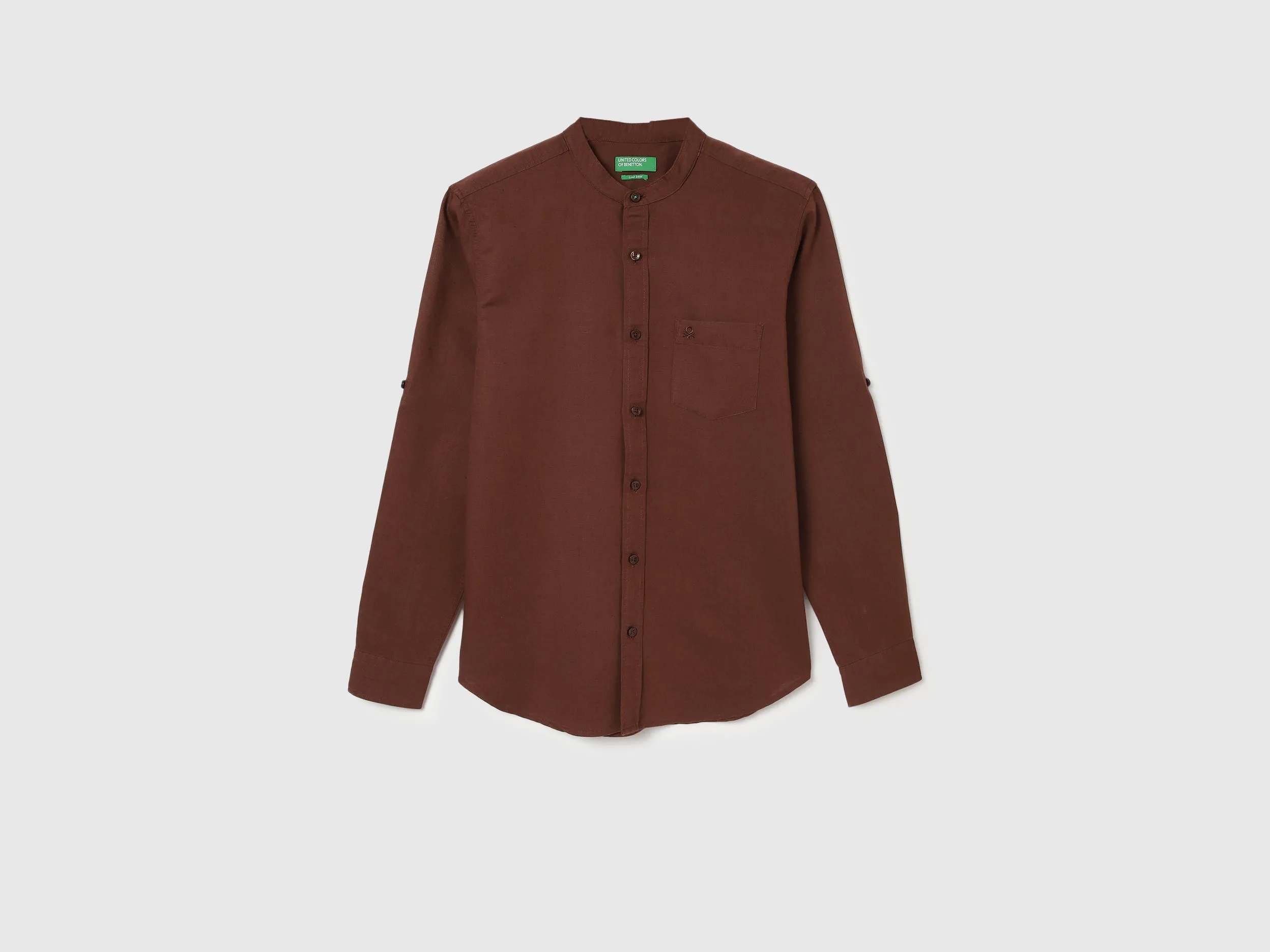 Regular Fit Mandarin Collar Solid Shirts