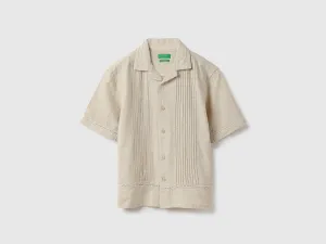Regular Fit Resort Collar Lace & Pintucks Shirt
