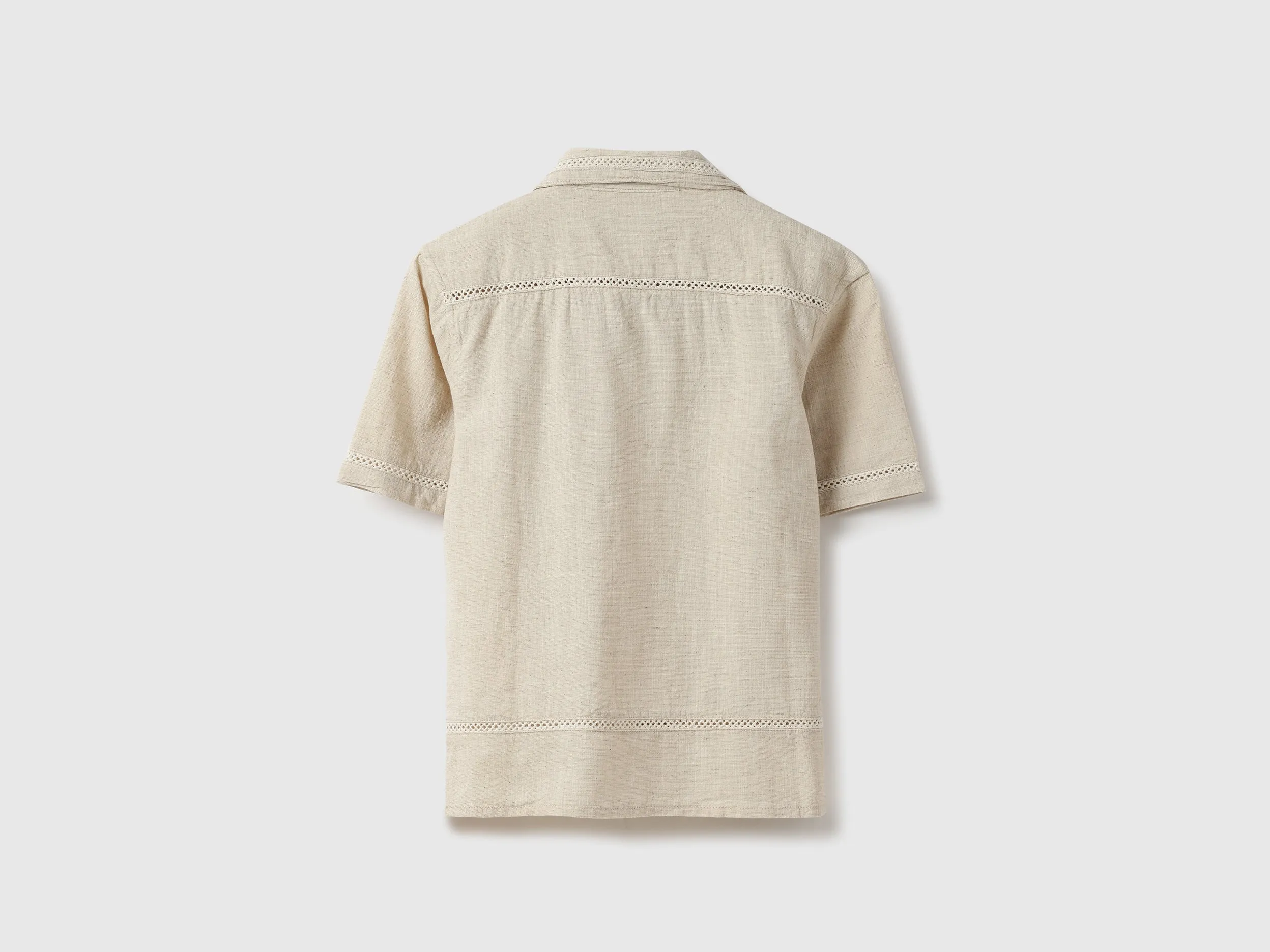 Regular Fit Resort Collar Lace & Pintucks Shirt