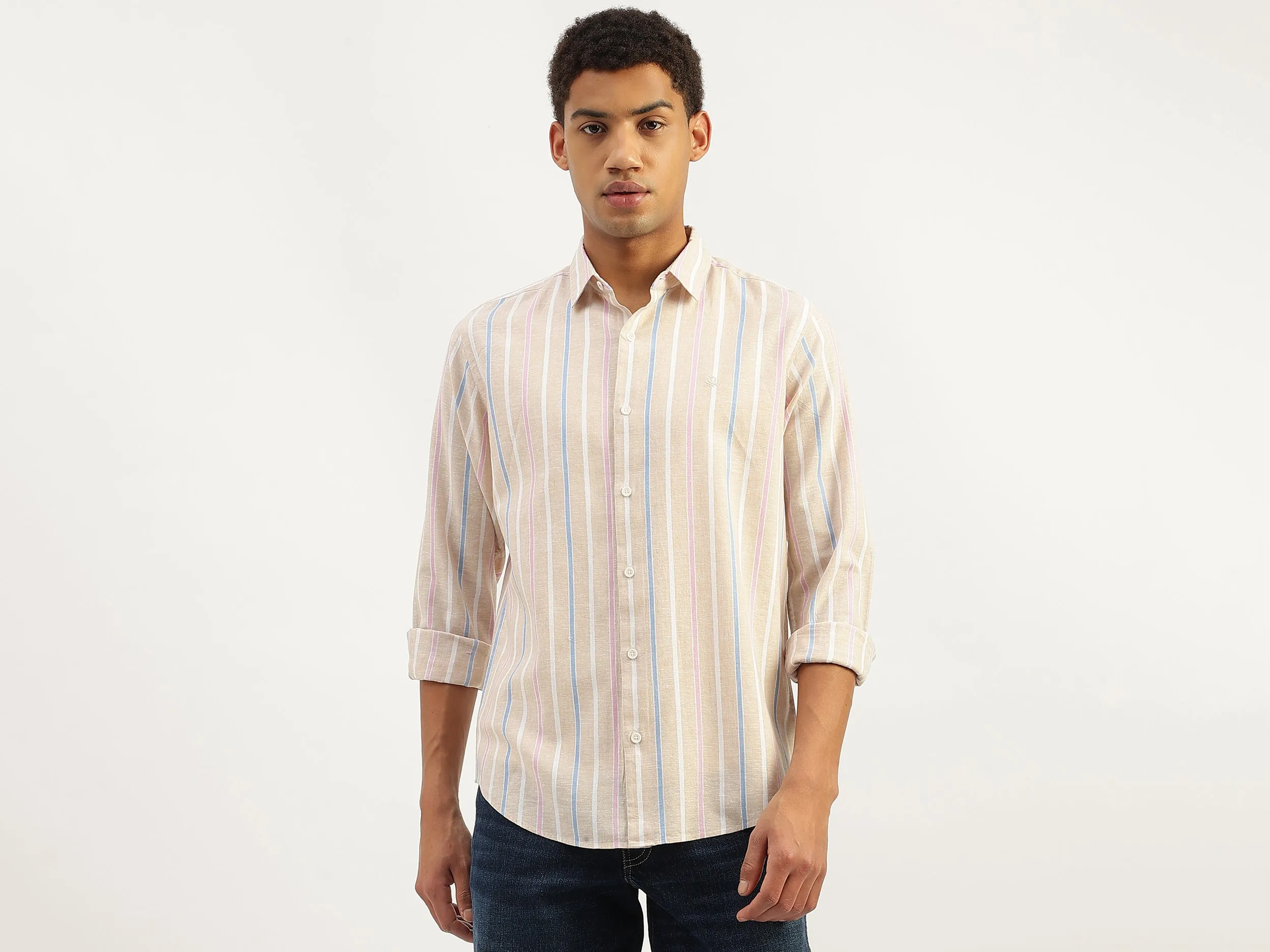 Regular Fit Spread Collar Checkered Shirt