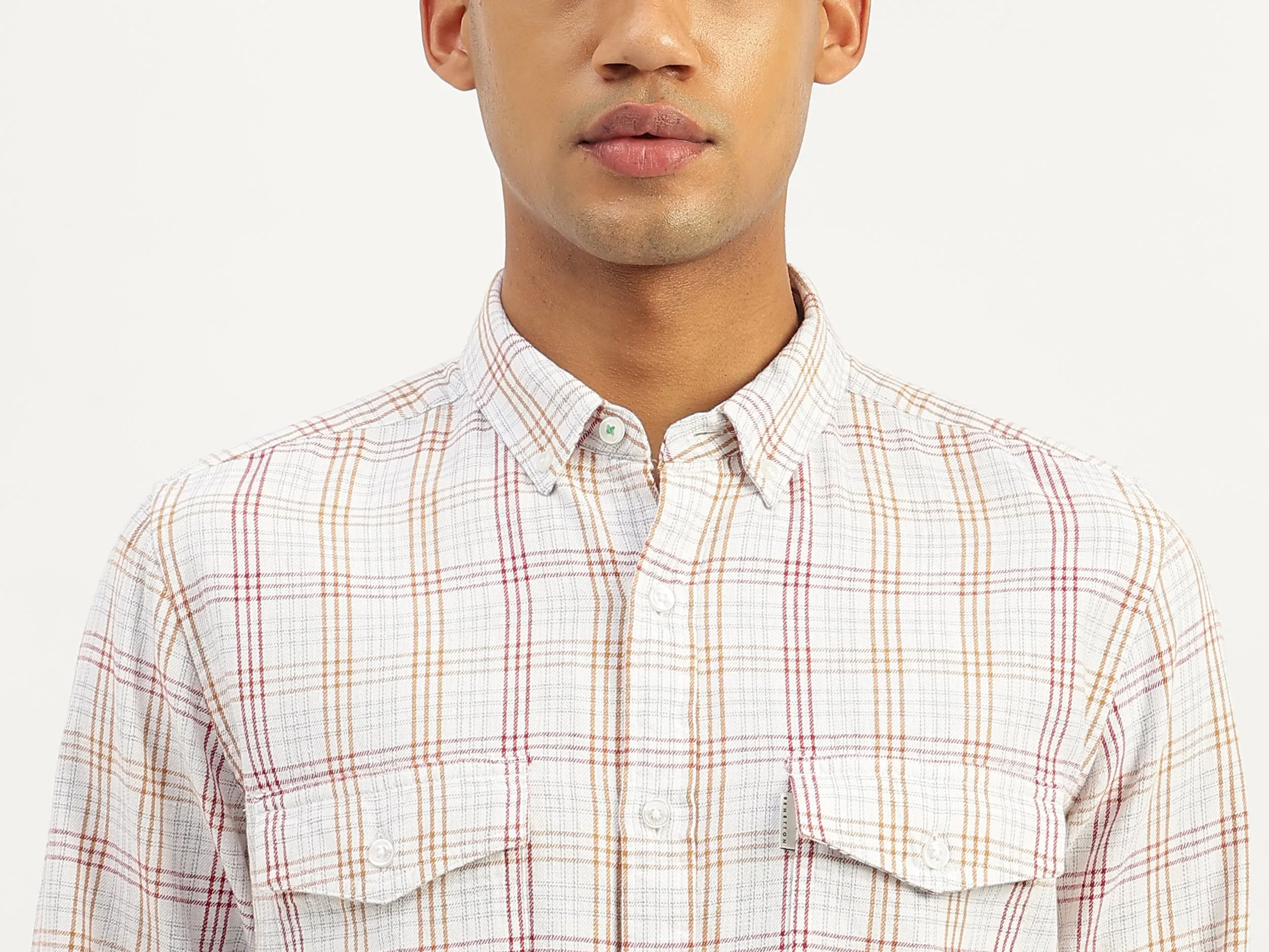Regular Fit Spread Collar Checkered Shirt