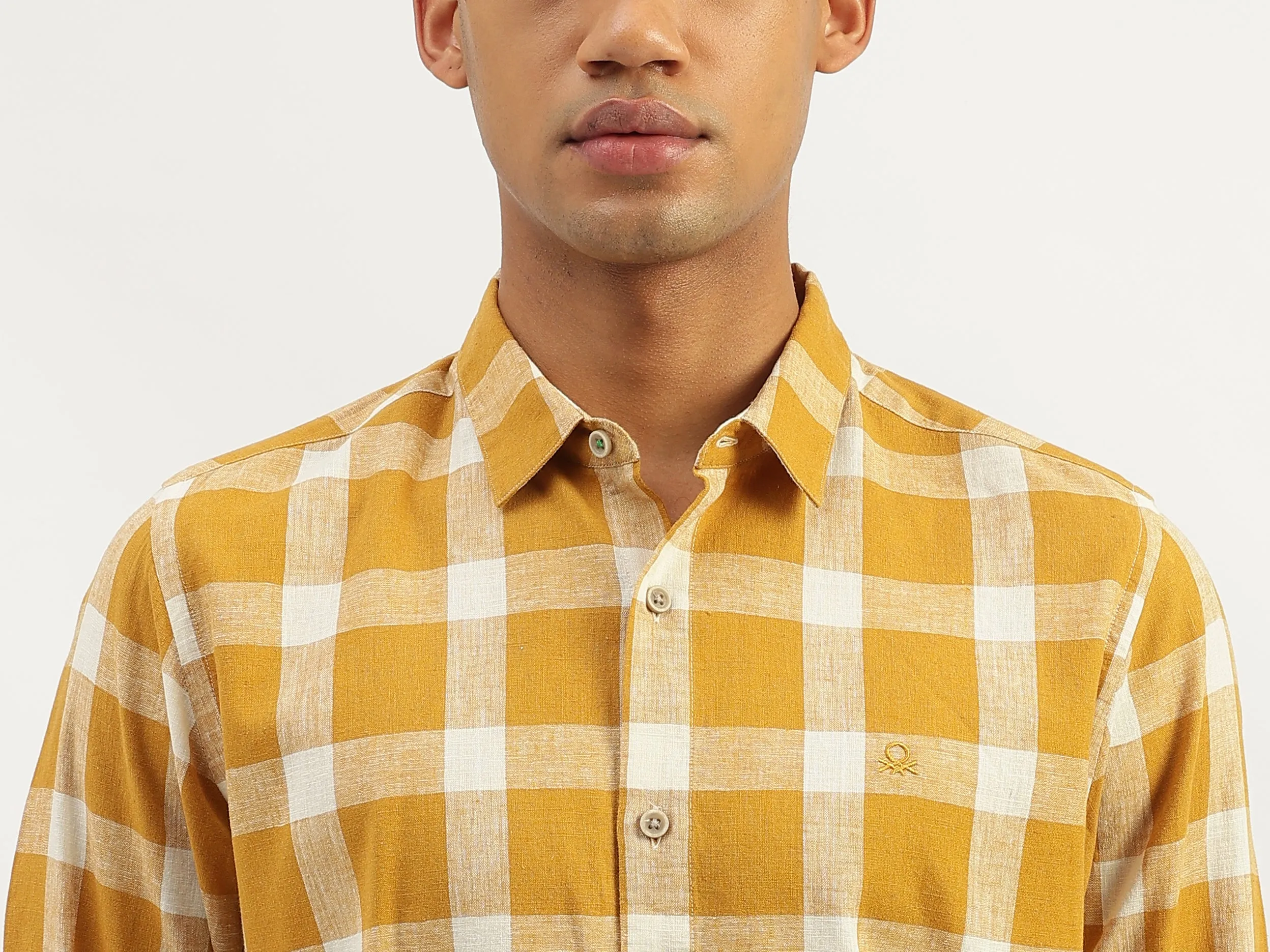 Regular Fit Spread Collar Checkered Shirt
