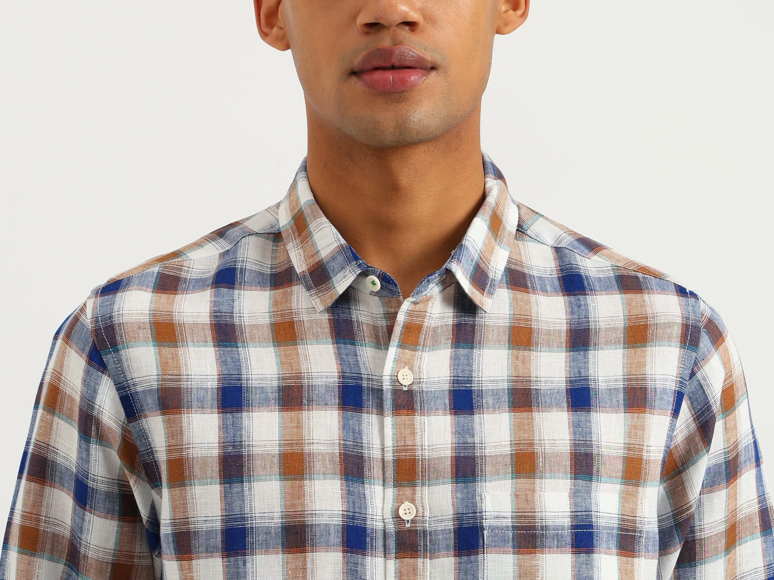 Regular Fit Spread Collar Checkered Shirt