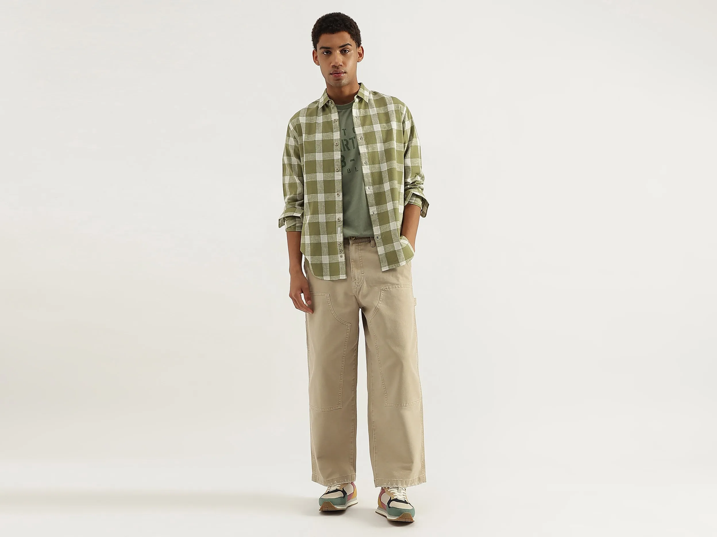 Regular Fit Spread Collar Gingham Checkered Shirt