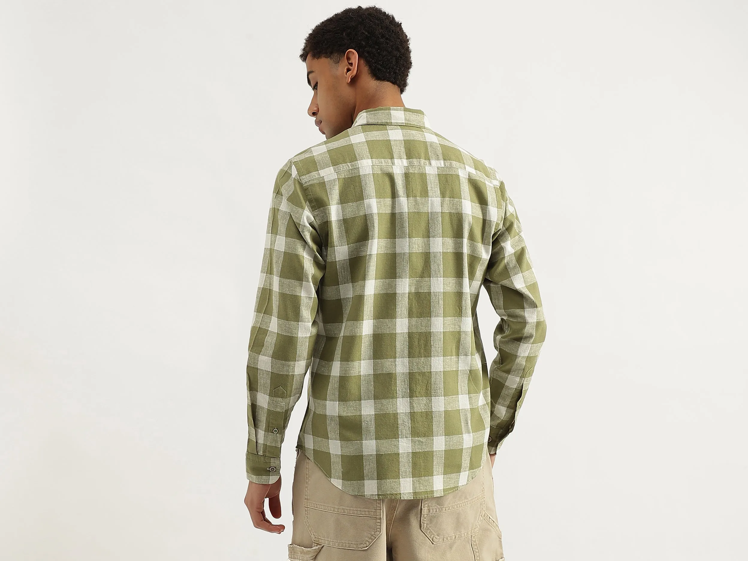 Regular Fit Spread Collar Gingham Checkered Shirt